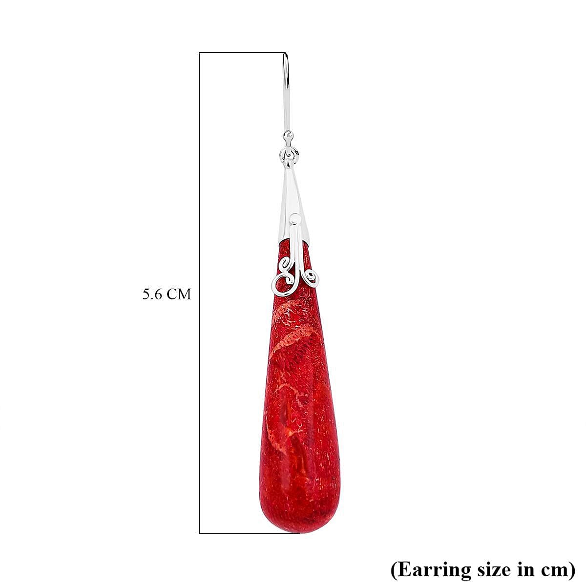 Red Coral Earring with Hook Sterling Silver