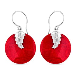Red Coral Drop Earrings in Sterling Silver