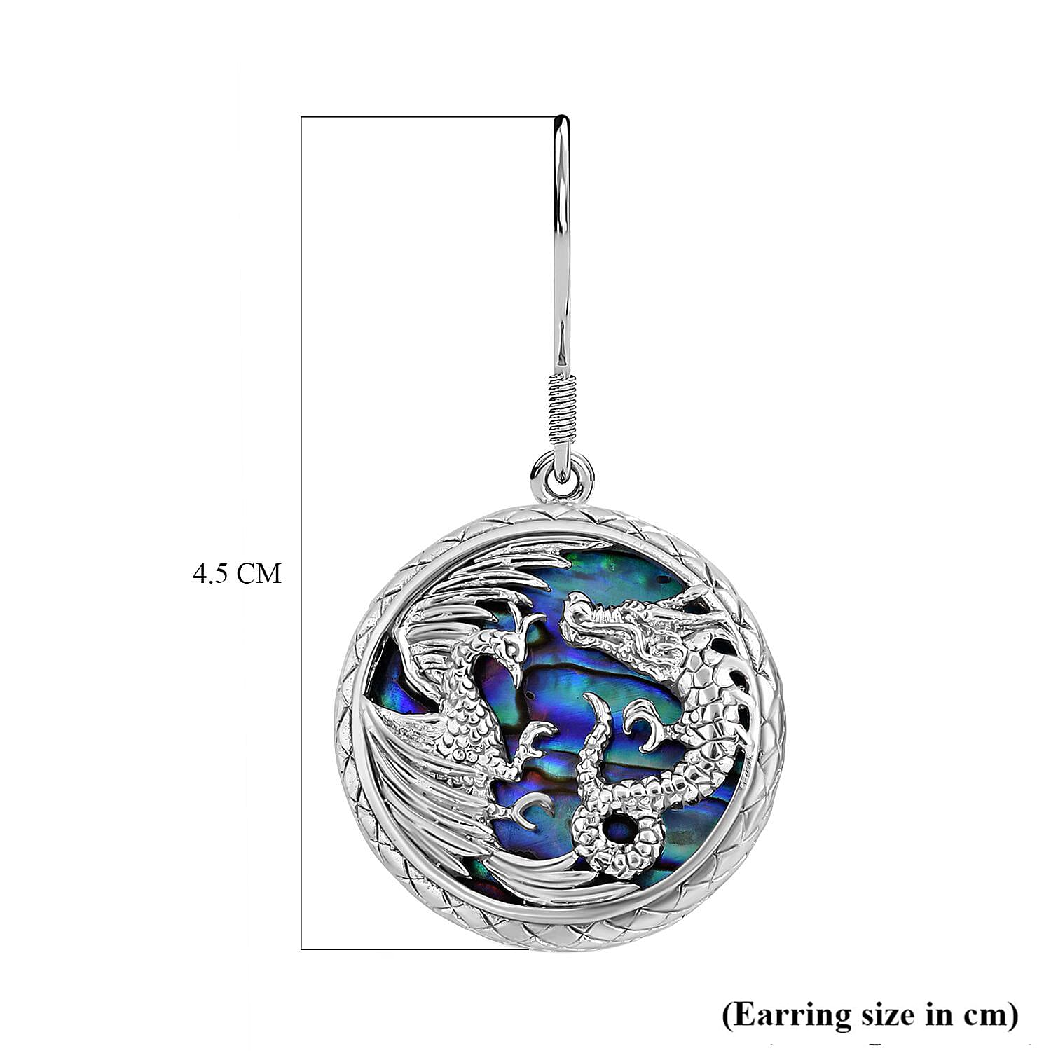Artisan-crafted Collection- Garuda and Naga Abalone Shell Handmade Earring in Sterling Silver
