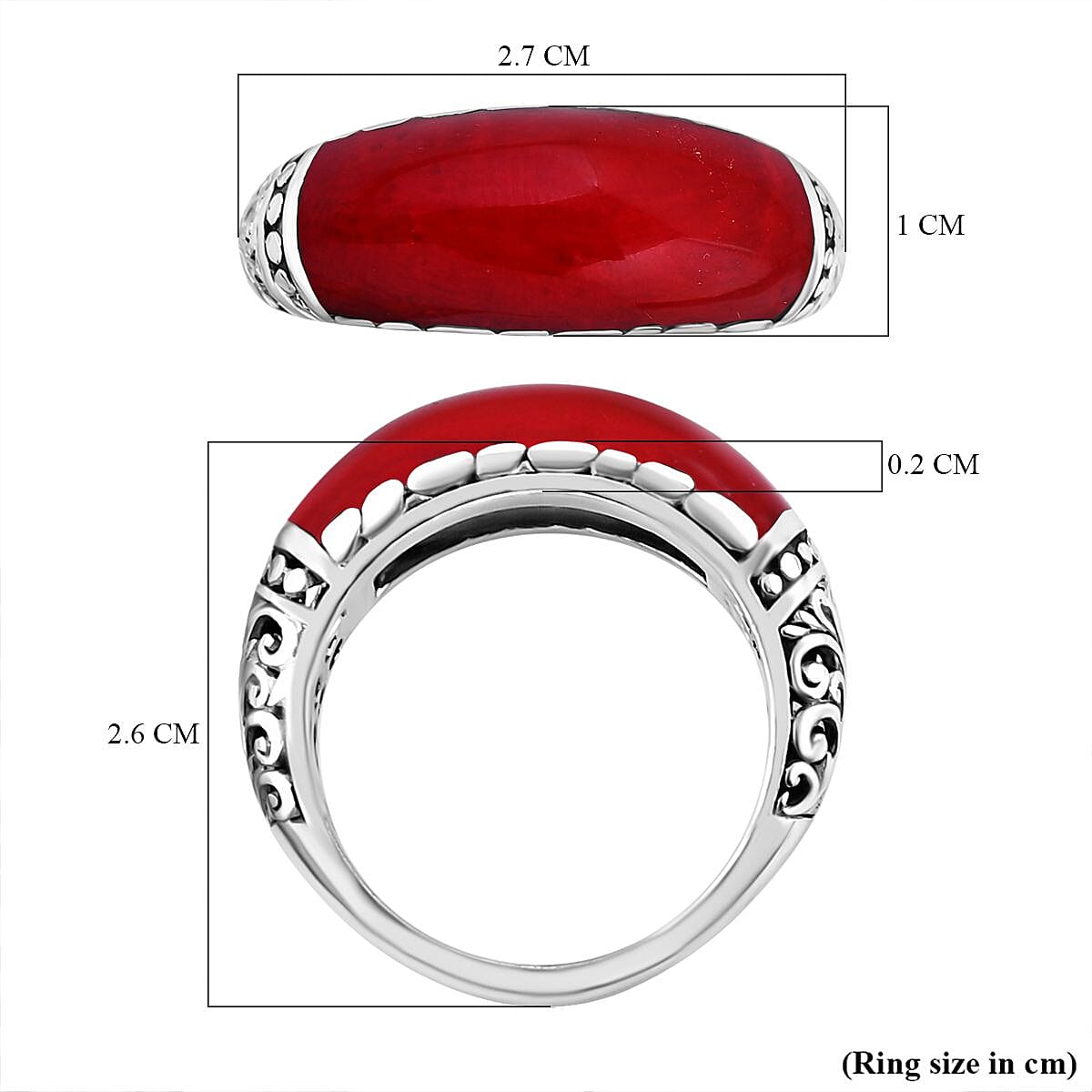 Coral  Ring  Sterling Silver 0.01 ct,  Silver Wt. 5.2 Gms  0.010  Ct.