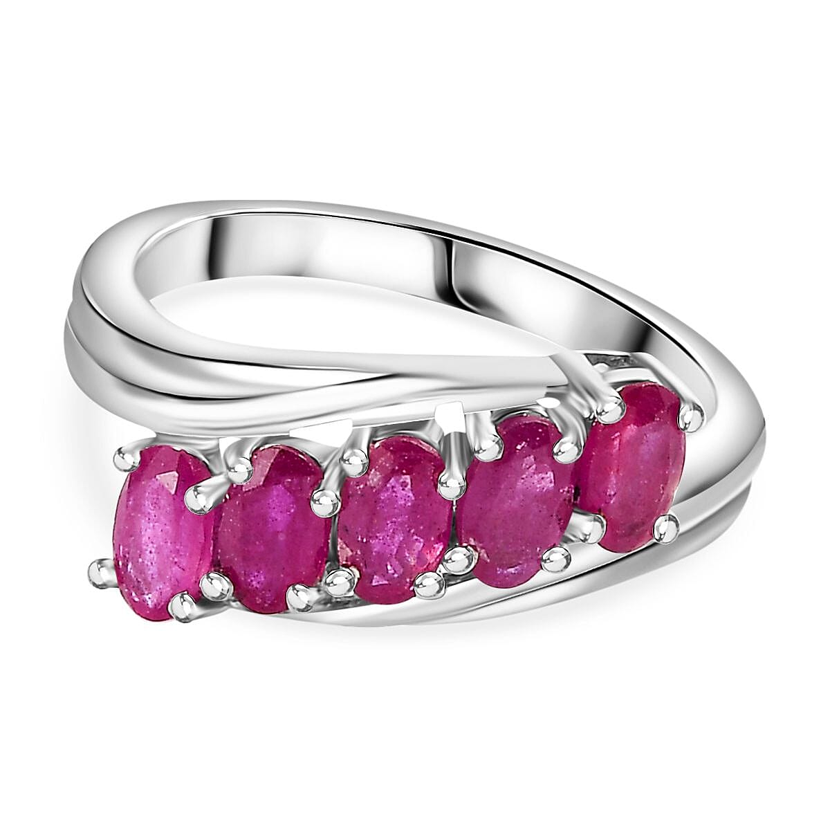 Ruby Ring in Platinum Overlay Sterling Silver 1.60 Ct.