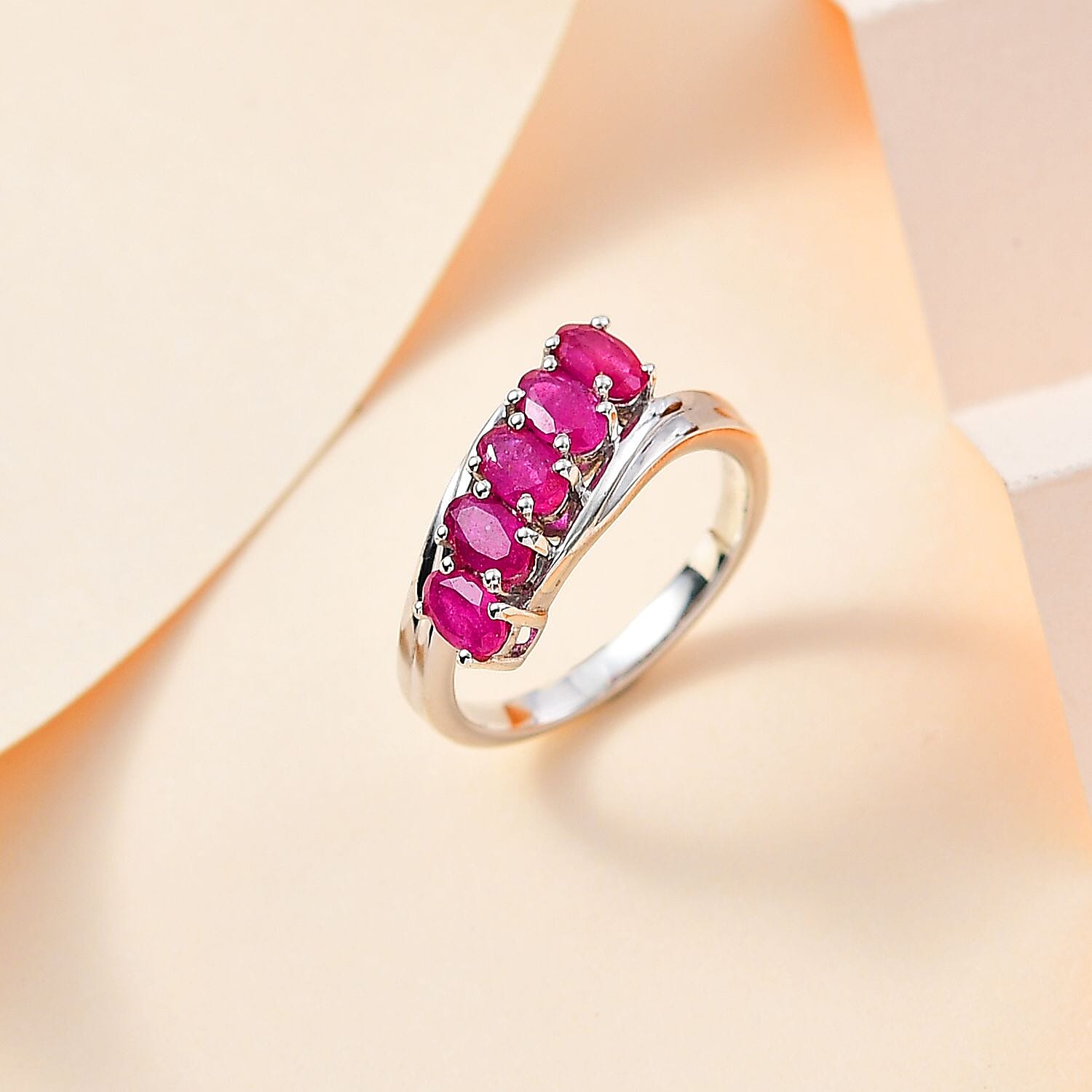 Ruby Ring in Platinum Overlay Sterling Silver 1.60 Ct.