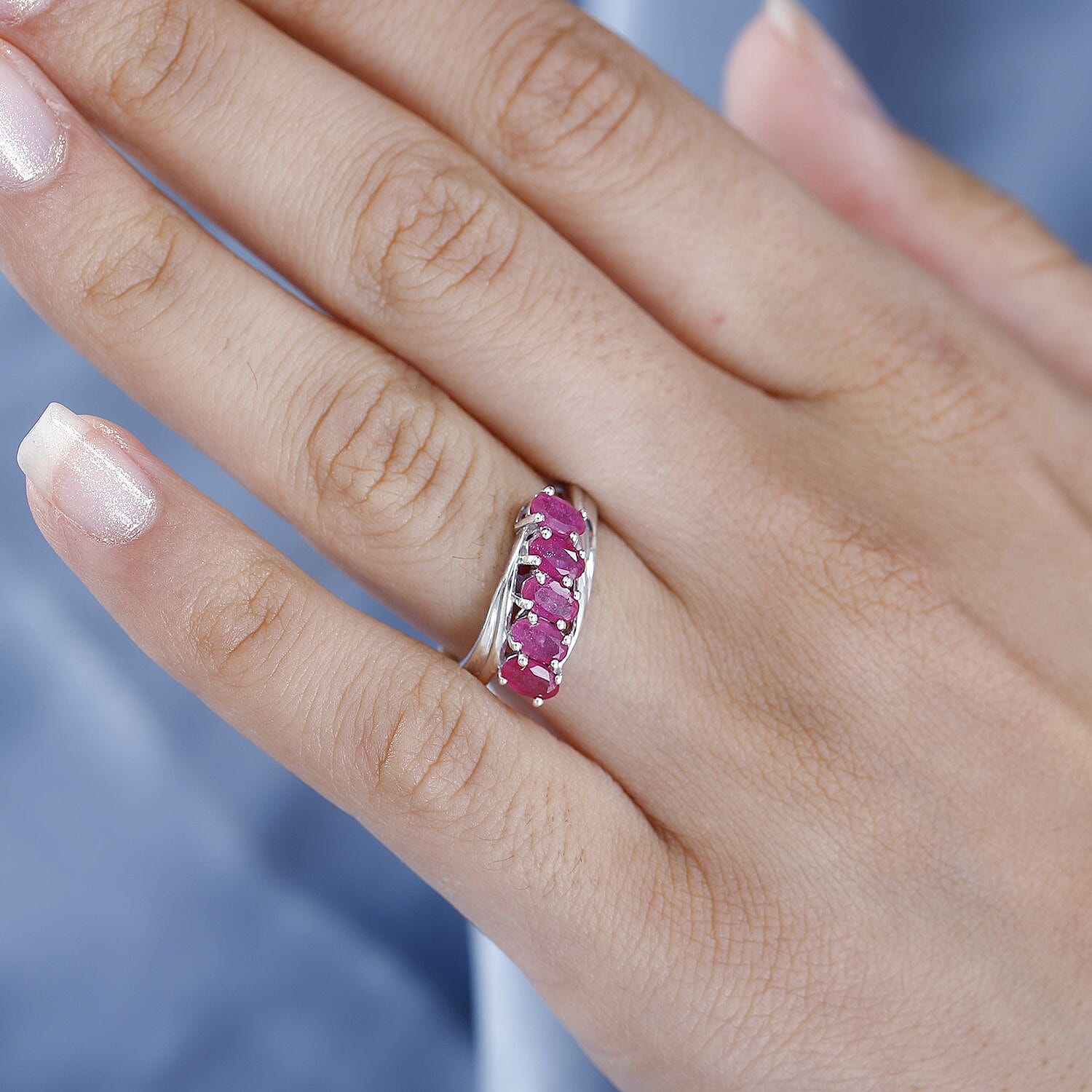 Ruby Ring in Platinum Overlay Sterling Silver 1.60 Ct.