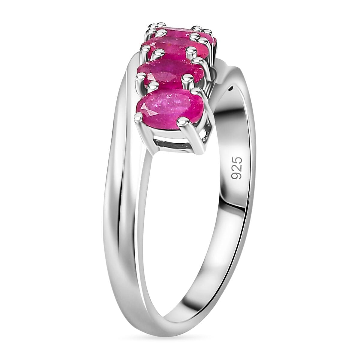 Ruby Ring in Platinum Overlay Sterling Silver 1.60 Ct.