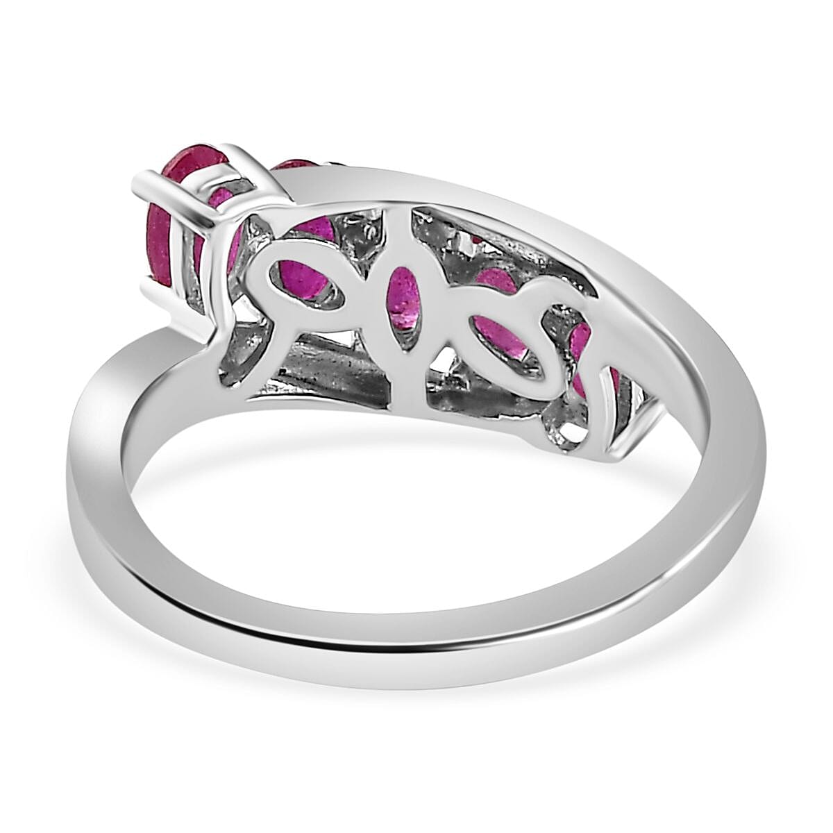 Ruby Ring in Platinum Overlay Sterling Silver 1.60 Ct.
