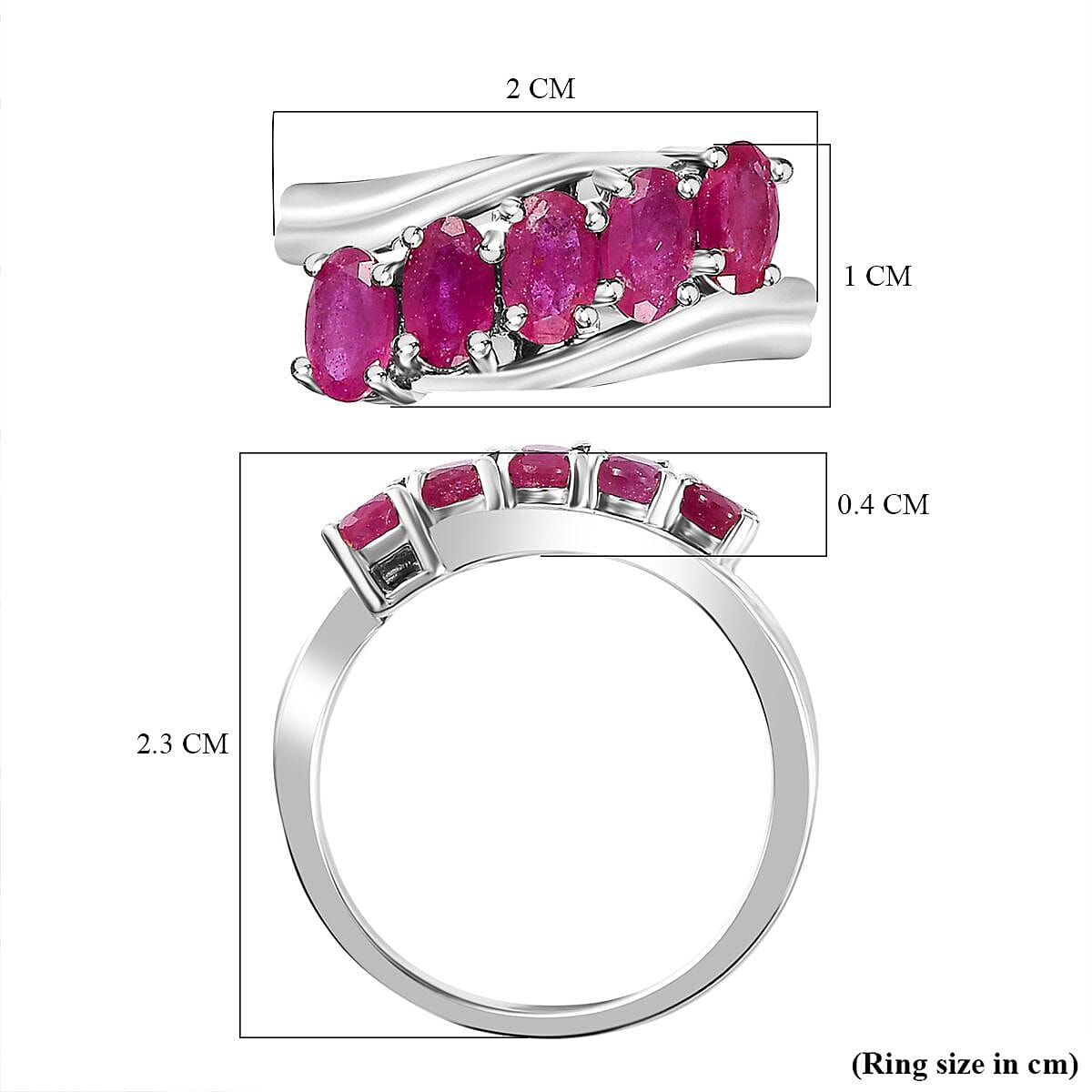Ruby Ring in Platinum Overlay Sterling Silver 1.60 Ct.