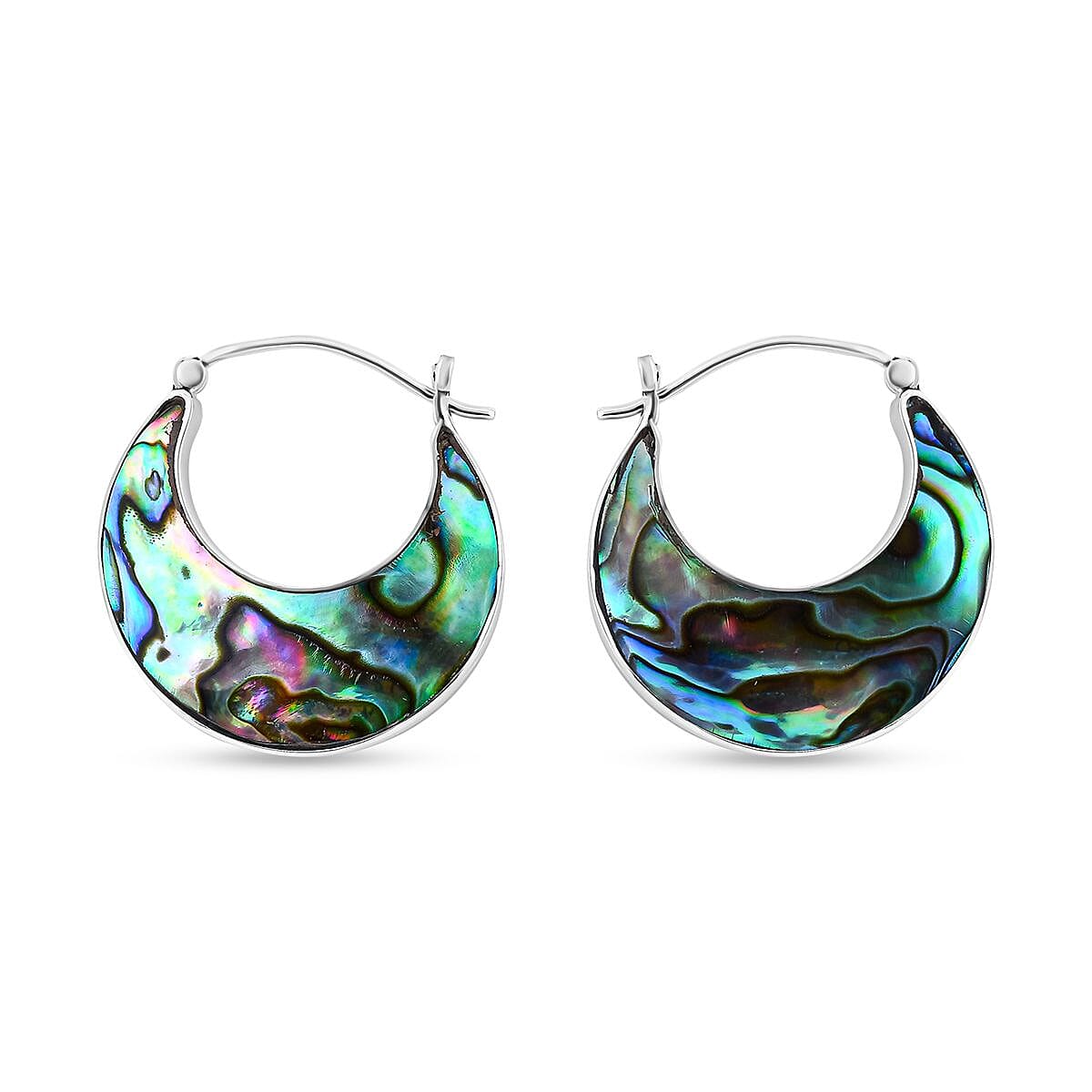Abalone Shell Earring with Clasp in Sterling Silver Abalone Shell Earring with Clasp in Sterling Silver