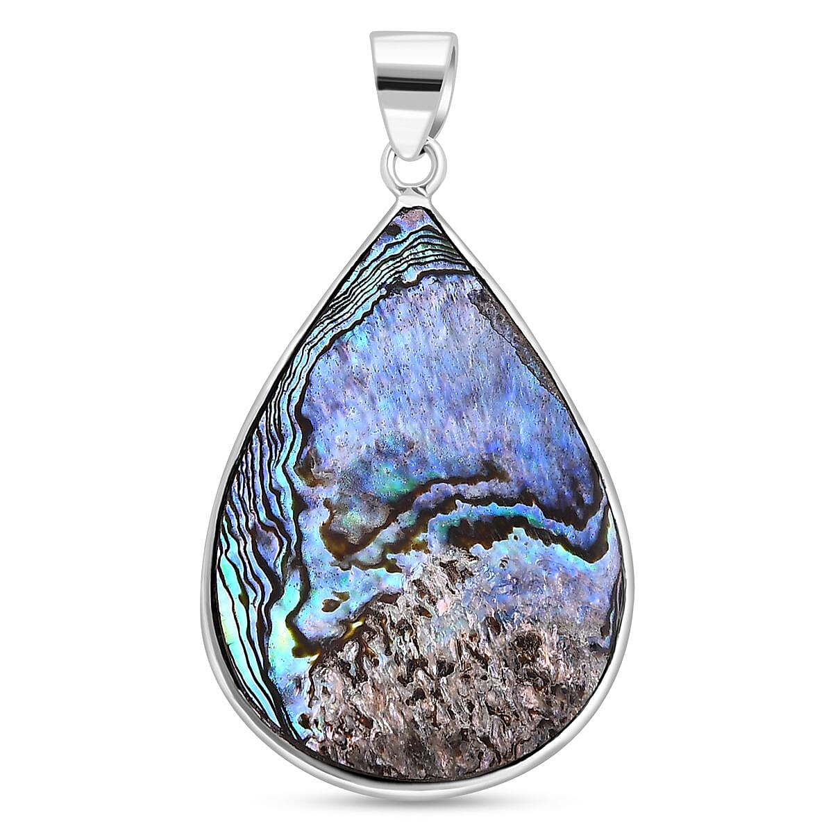 Royal Bali Collection - Abalone Shell,Larimar Pendant Sterling Silver 11.57 Ct