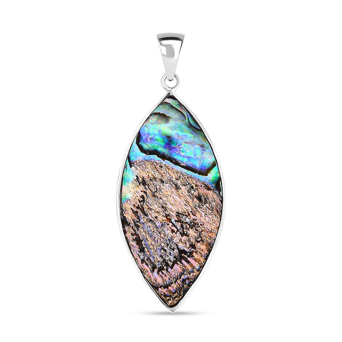 Abalone Shell & Larimar Pendant in Sterling Silver 9.04 Ct.