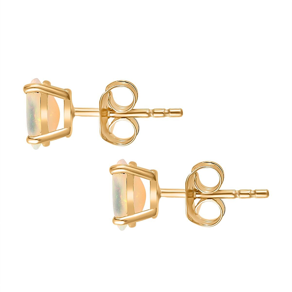 Ethiopian Welo Opal Stud Earrings in 18K Vermeil YG Plated Sterling Silver