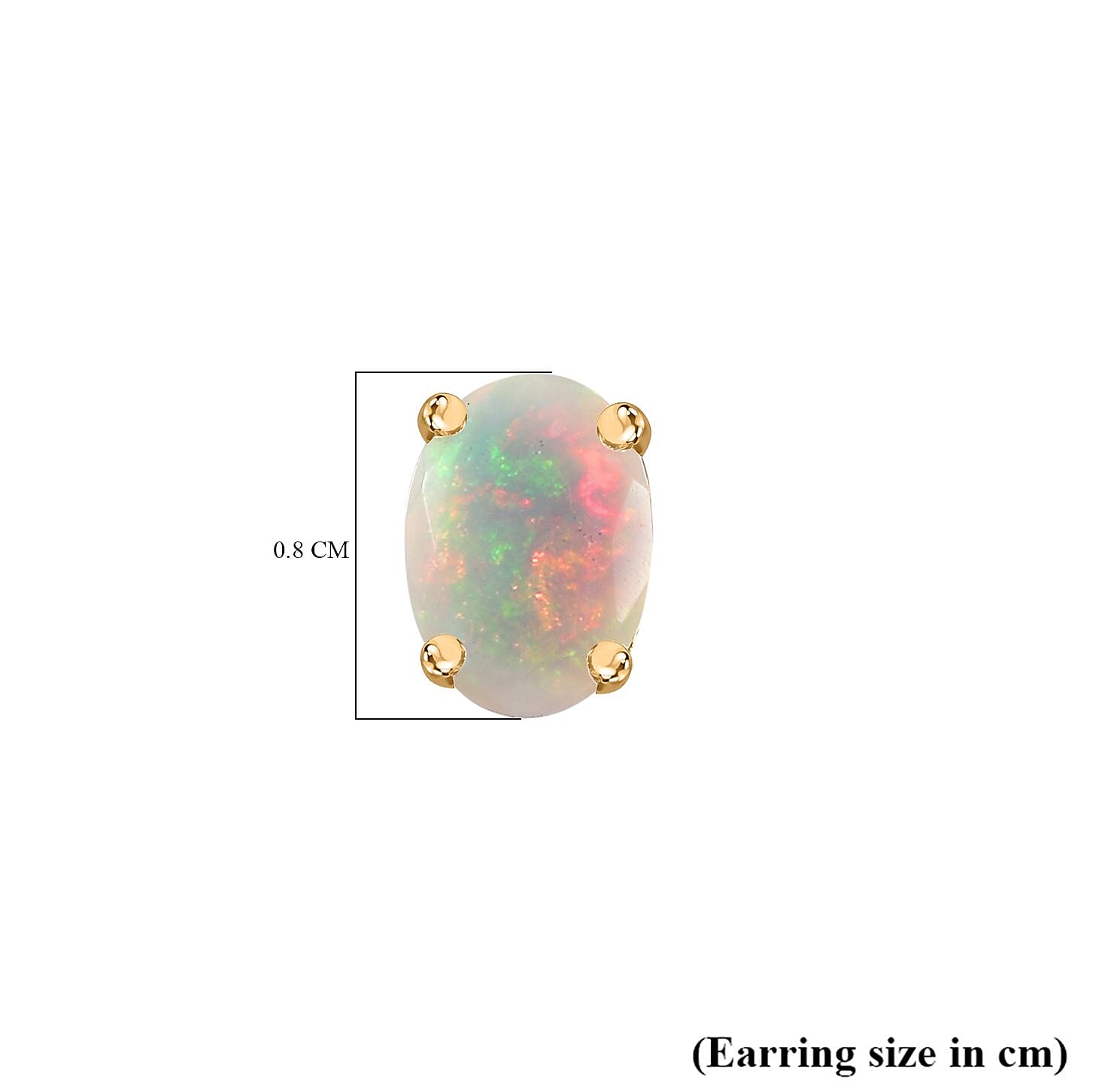 Ethiopian Welo Opal Stud Earrings in 18K Vermeil YG Plated Sterling Silver