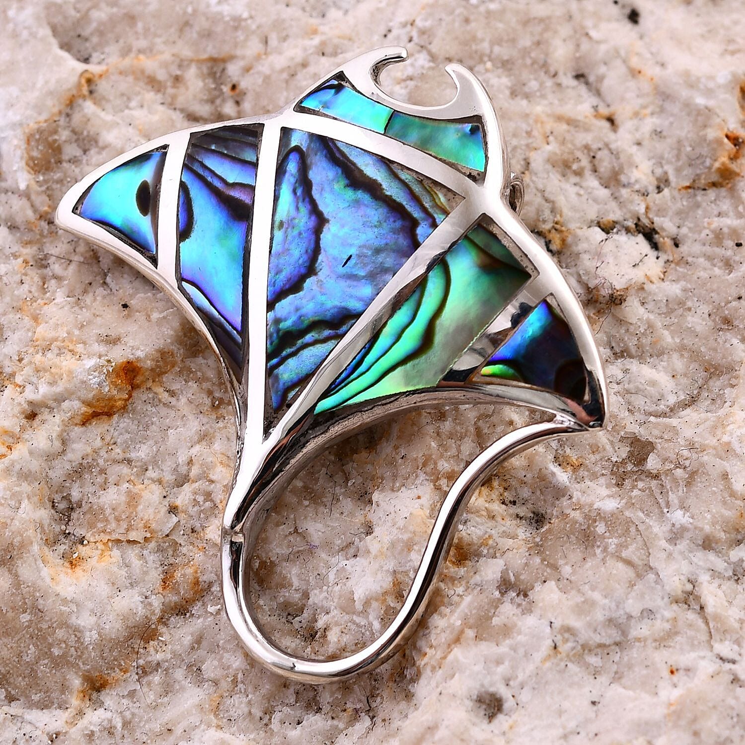 Royal Bali Crystal Bay Collection Abalone Shell  Pendant  Sterling Silver 18.00 ct,  Silver Wt. 5 Gms