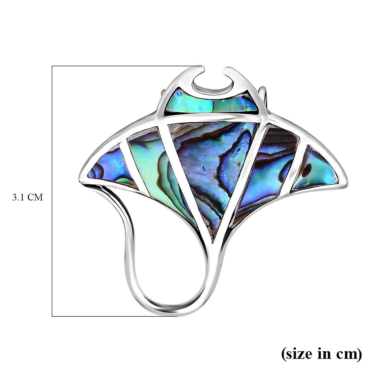 Royal Bali Crystal Bay Collection Abalone Shell  Pendant  Sterling Silver 18.00 ct,  Silver Wt. 5 Gms