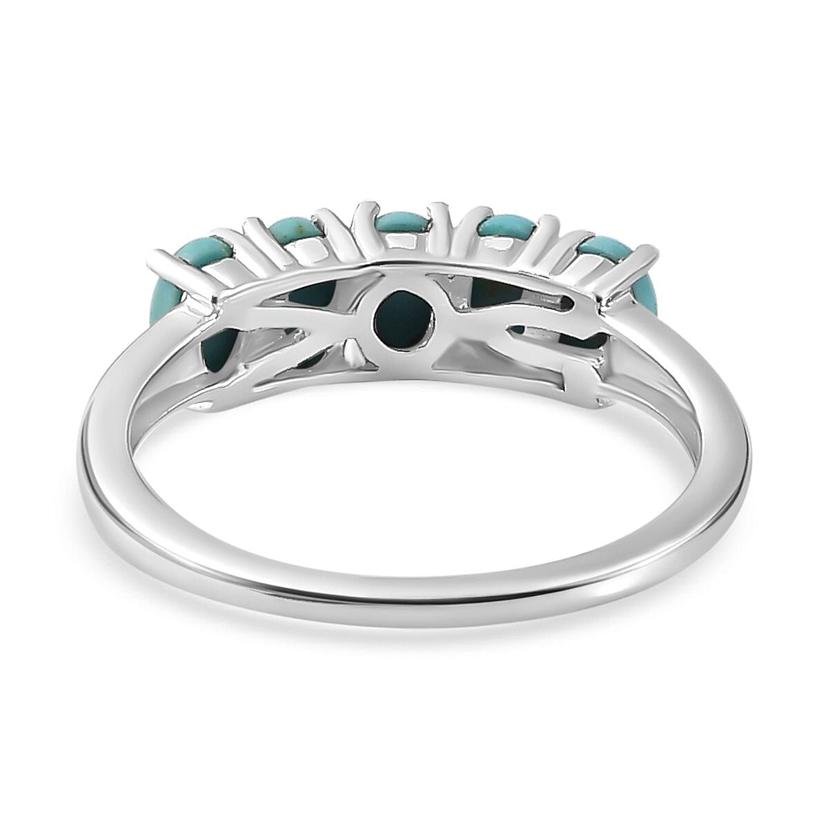 Arizona Sleeping Beauty Turquoise 5 Stone Ring in Platinum Overlay Sterling Silver 1.20 Ct