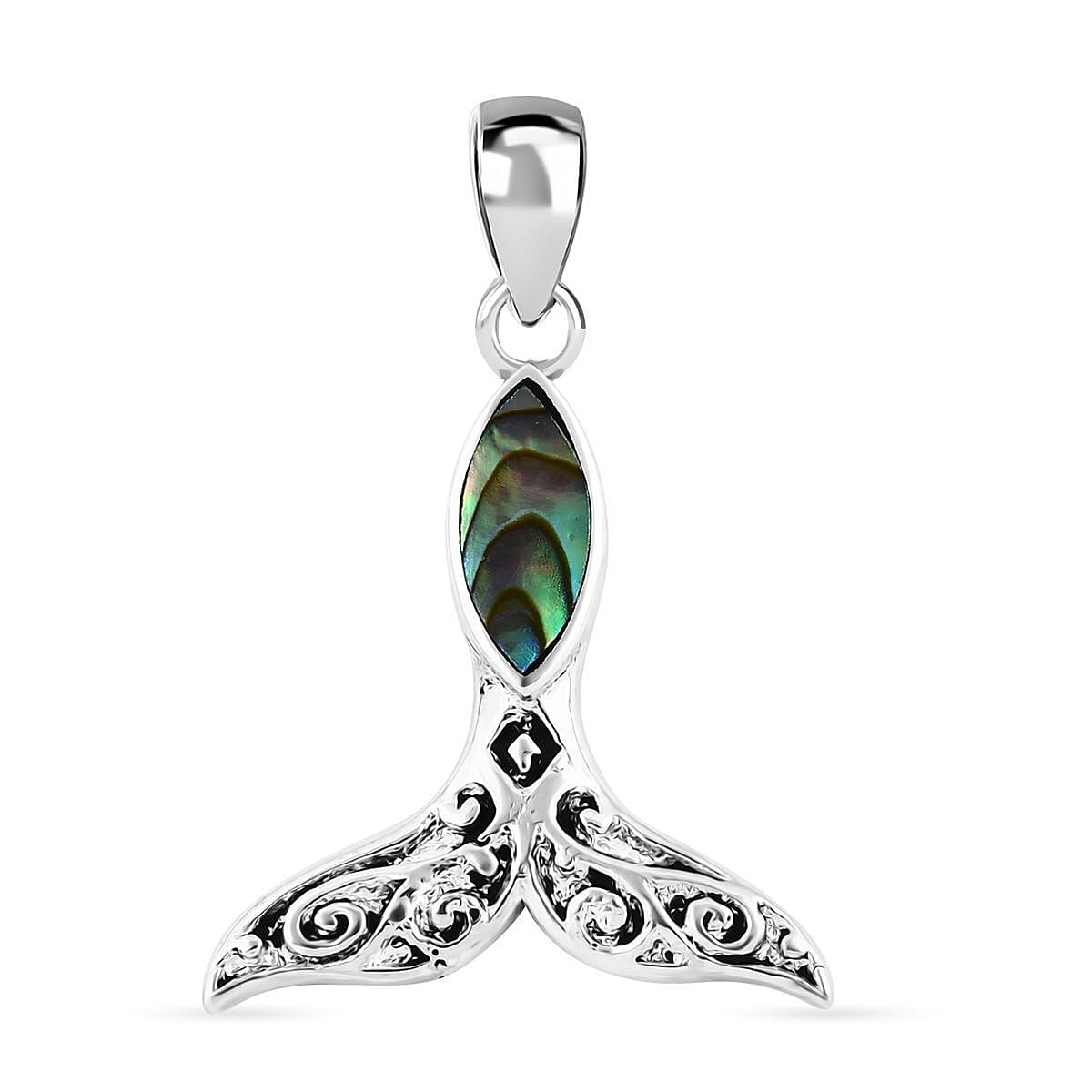 Royal Bali Crystal Bay Collection Abalone Shell  Pendant  Sterling Silver 4.00 ct