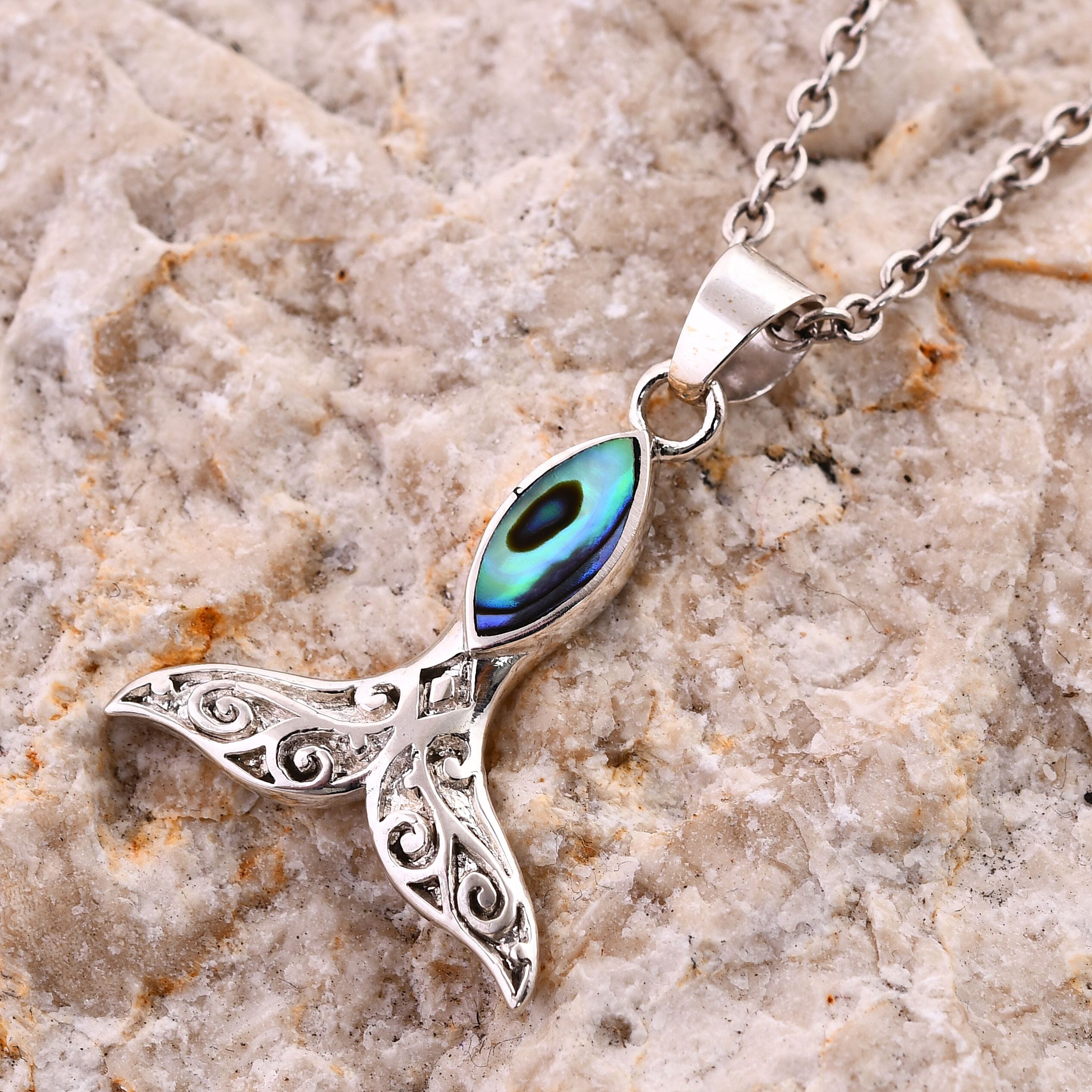 Royal Bali Crystal Bay Collection Abalone Shell  Pendant  Sterling Silver 4.00 ct