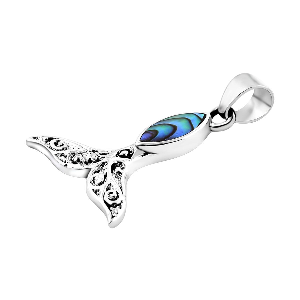 Royal Bali Crystal Bay Collection Abalone Shell  Pendant  Sterling Silver 4.00 ct