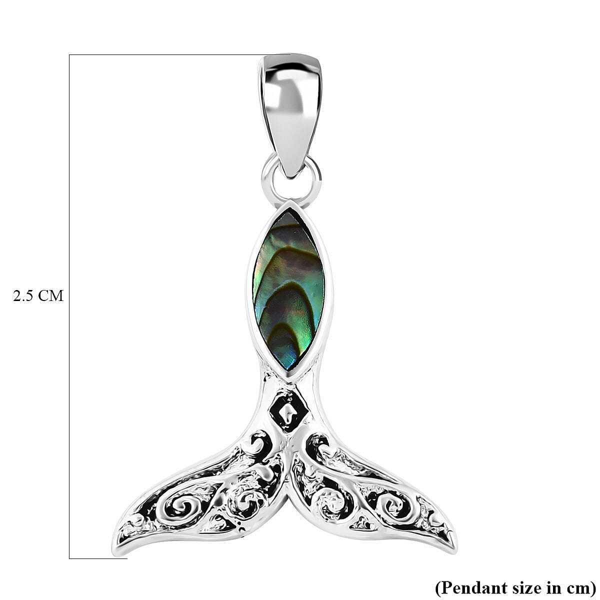 Royal Bali Crystal Bay Collection Abalone Shell  Pendant  Sterling Silver 4.00 ct