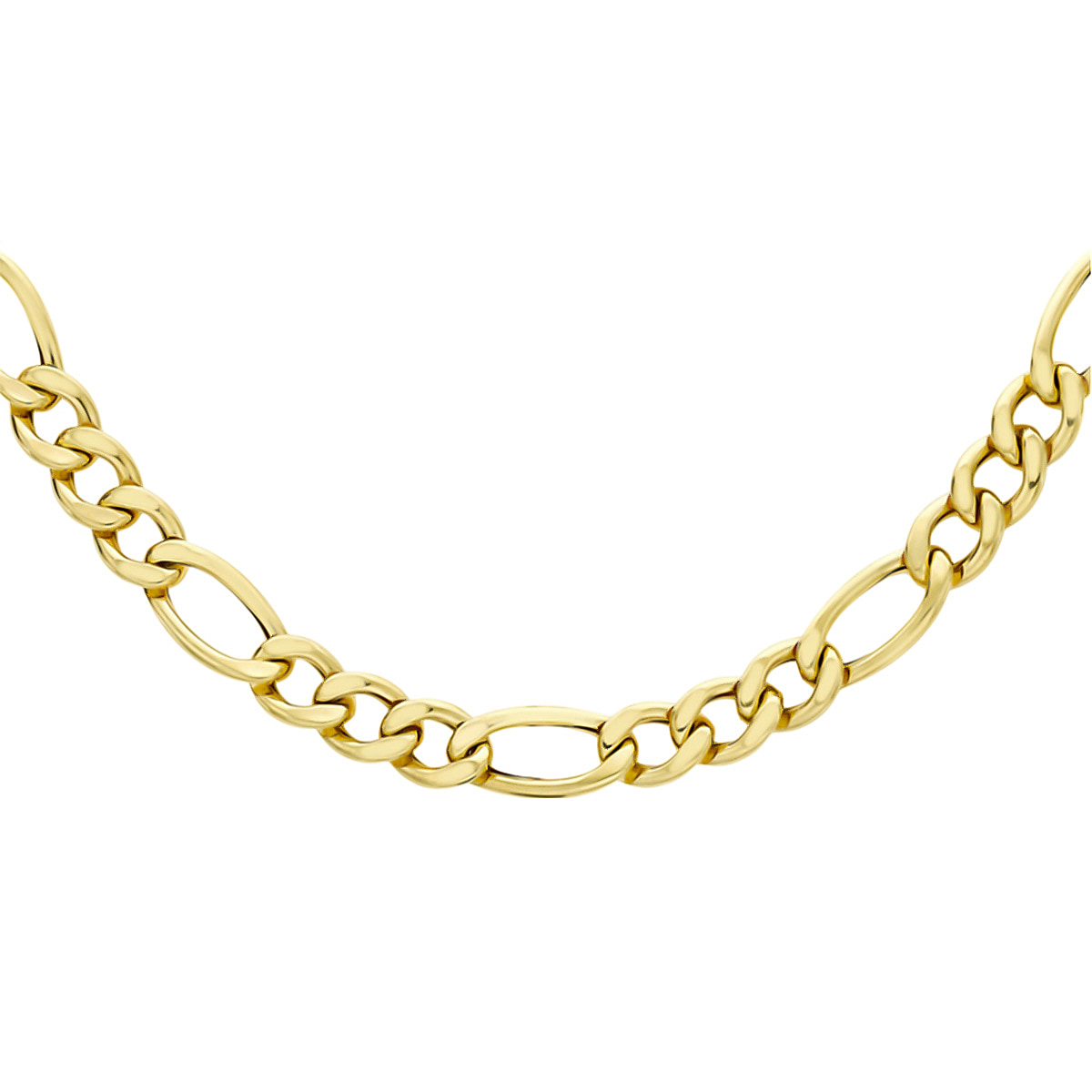 Italian Close Out Deal - 9K Yellow Gold Figaro Necklace (Size - 20),  Gold Wt. 15.01 Gms