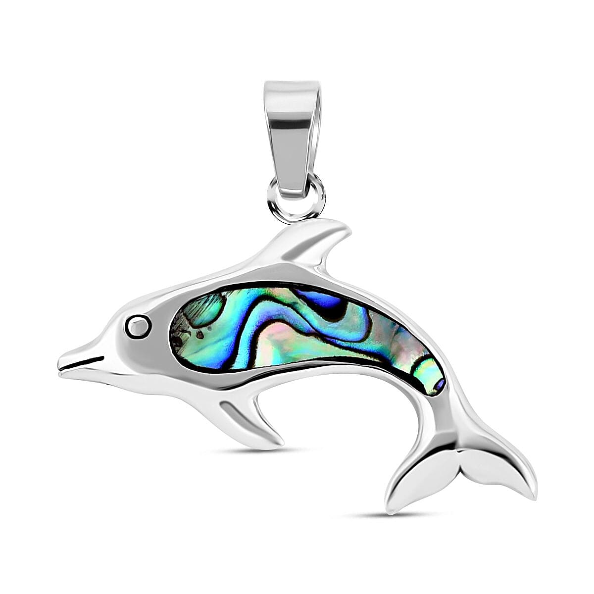 Royal Bali Crystal Bay Collection Abalone Shell Dolphin Pendant  Sterling Silver 4.00 ct