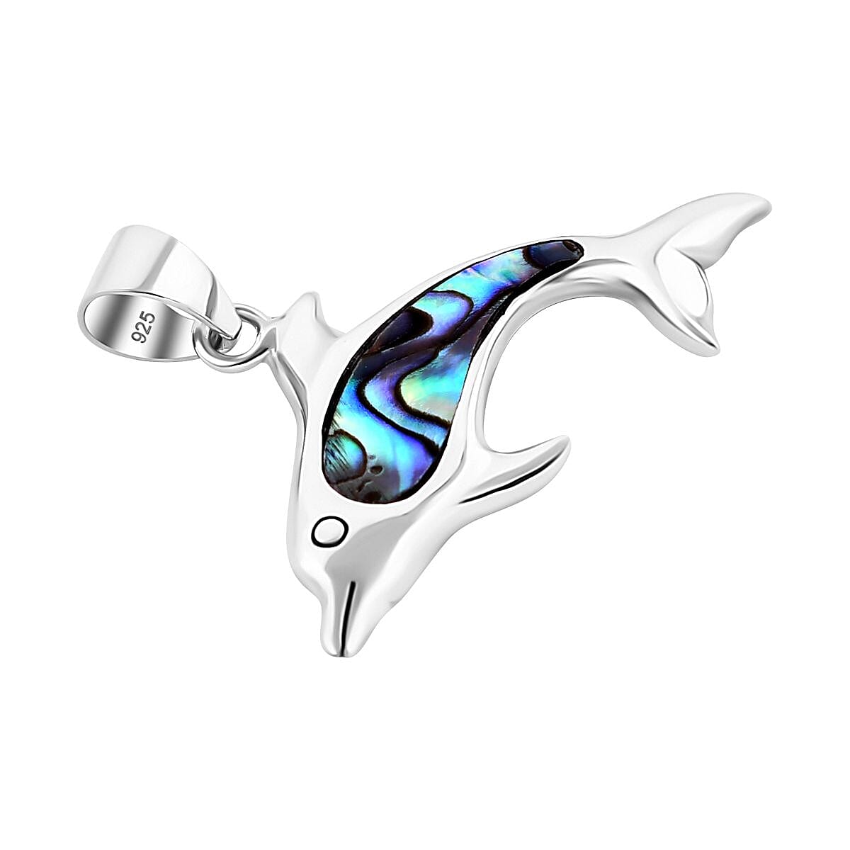 Royal Bali Crystal Bay Collection Abalone Shell Dolphin Pendant  Sterling Silver 4.00 ct