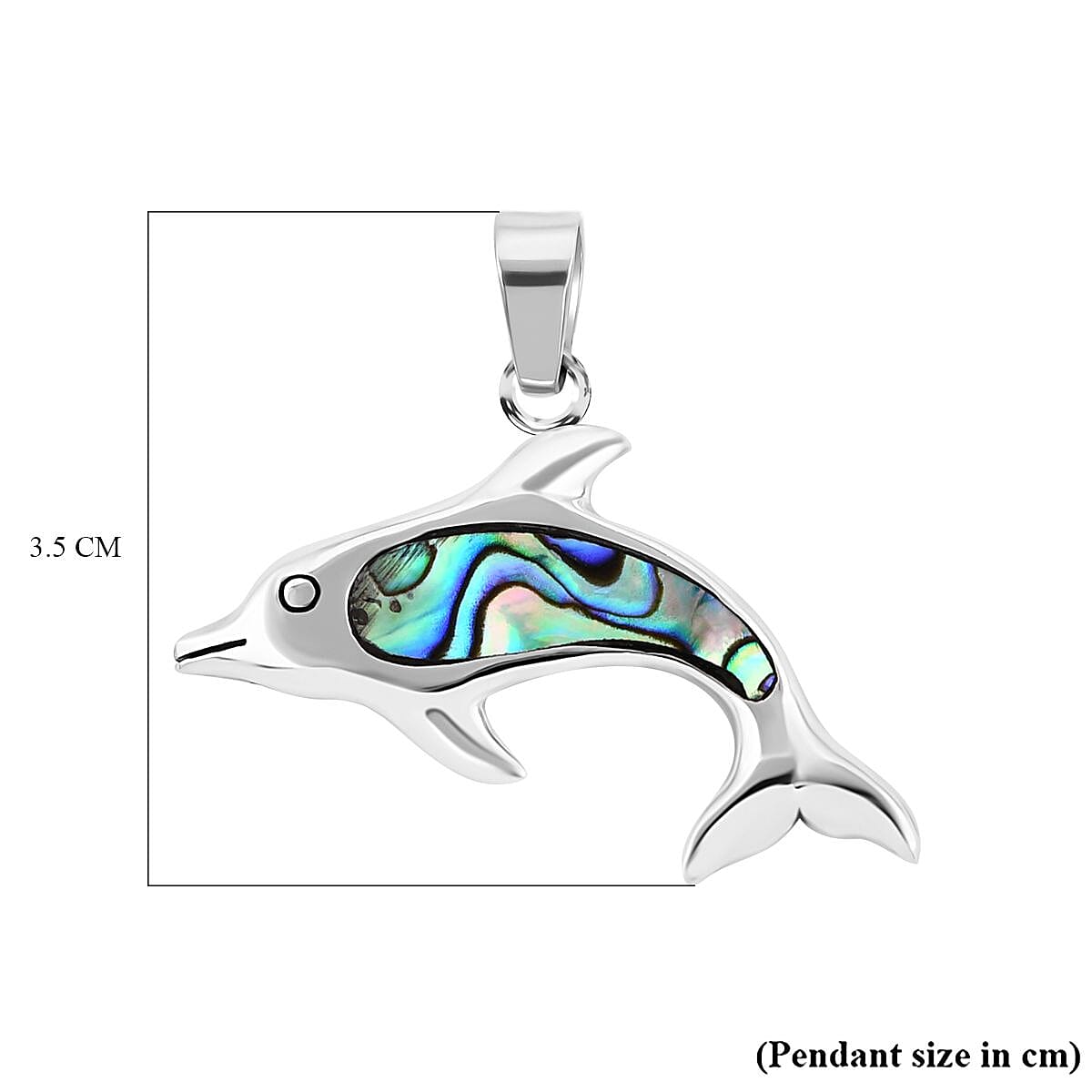 Royal Bali Crystal Bay Collection Abalone Shell Dolphin Pendant  Sterling Silver 4.00 ct