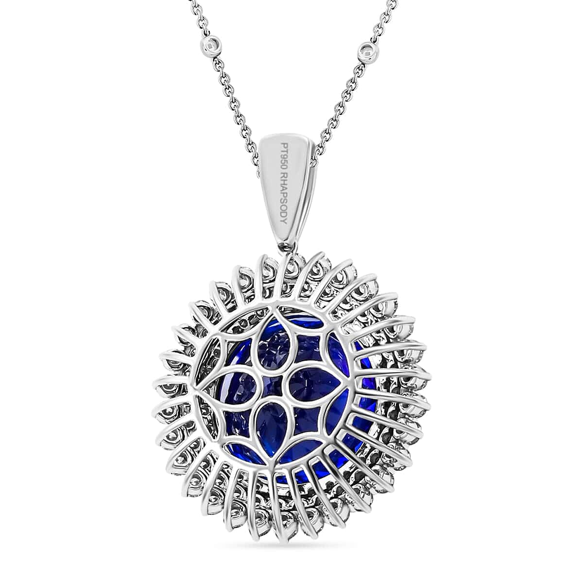 Certified and Appraised RHAPSODY 950 Platinum AAAA Tanzanite, Diamond Necklace 18 Inches 24.70 Ct