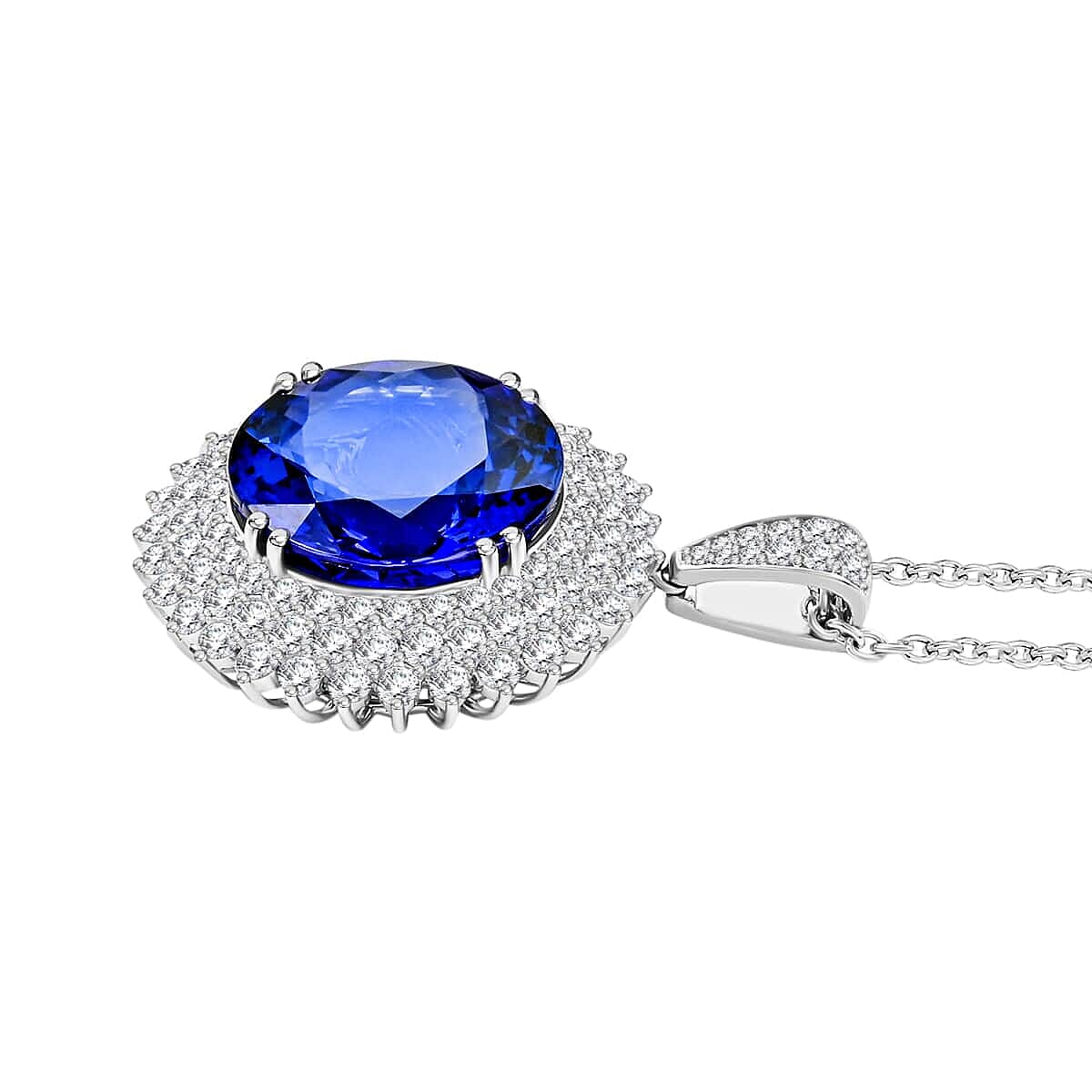 Certified and Appraised RHAPSODY 950 Platinum AAAA Tanzanite, Diamond Necklace 18 Inches 24.70 Ct