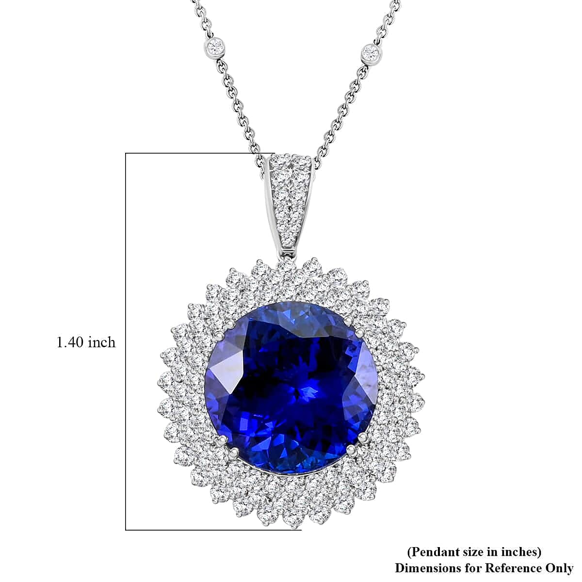 Certified and Appraised RHAPSODY 950 Platinum AAAA Tanzanite, Diamond Necklace 18 Inches 24.70 Ct