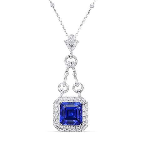 Certified and Appraised RHAPSODY 950 Platinum AAAA Tanzanite, Diamond Necklace 18 Inches 24.85 ct.