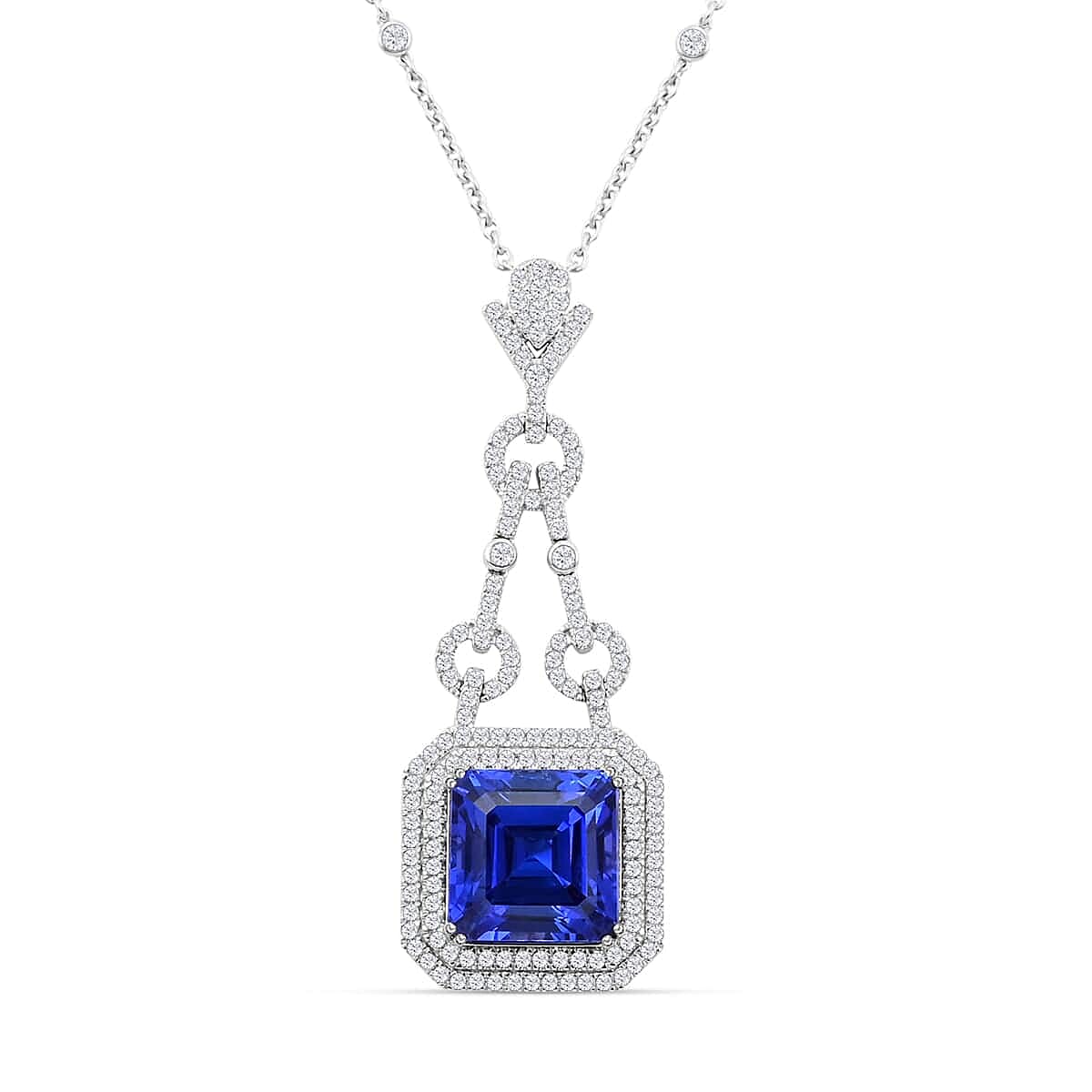 Certified and Appraised RHAPSODY 950 Platinum AAAA Tanzanite, Diamond Necklace 18 Inches 24.85 ct.