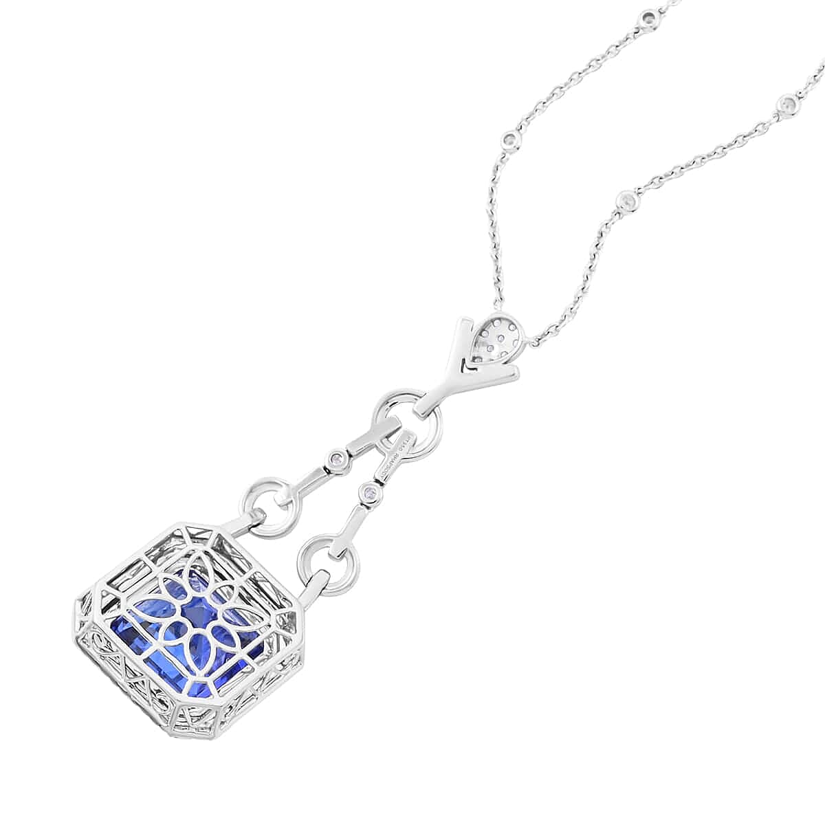 Certified and Appraised RHAPSODY 950 Platinum AAAA Tanzanite, Diamond Necklace 18 Inches 24.85 ct.