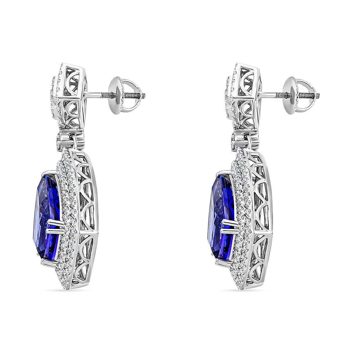 Chairmans Vault Collection - Certified and Appraised RHAPSODY 950 Platinum AAAA Tanzanite, Diamond  (VS-E-F) Earrings 17.45 ct. Pt. Wt. 18.29 Grams