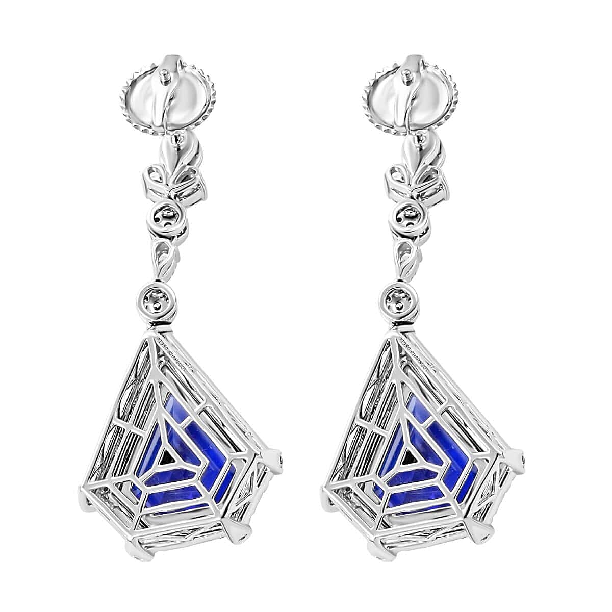 Certified and Appraised RHAPSODY 950 Platinum AAAA Tanzanite and E-F VS Diamond Earrings 16.35 ct.
