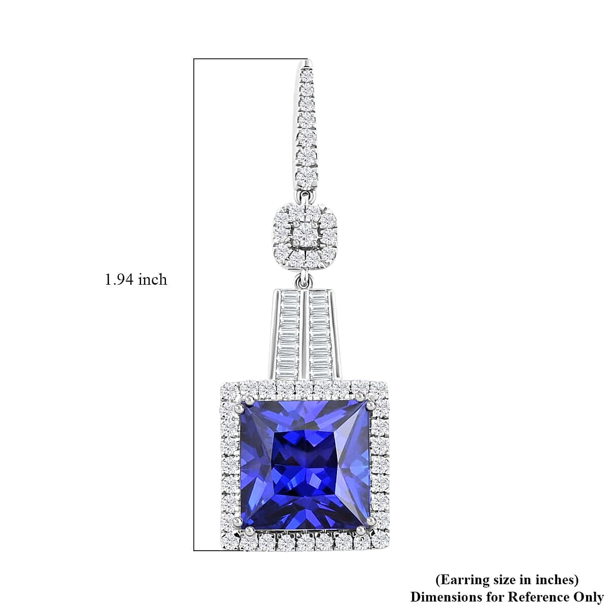Certified and Appraised RHAPSODY 950 Platinum Princess Cut AAAA Tanzanite, Diamond Earrings 24.05 Ct