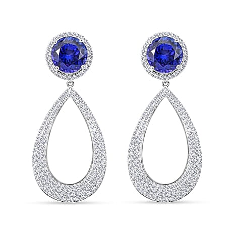 Certified and Appraised RHAPSODY 950 Platinum AAAA Tanzanite, E-F VS Diamond Earrings 18.65 ct.