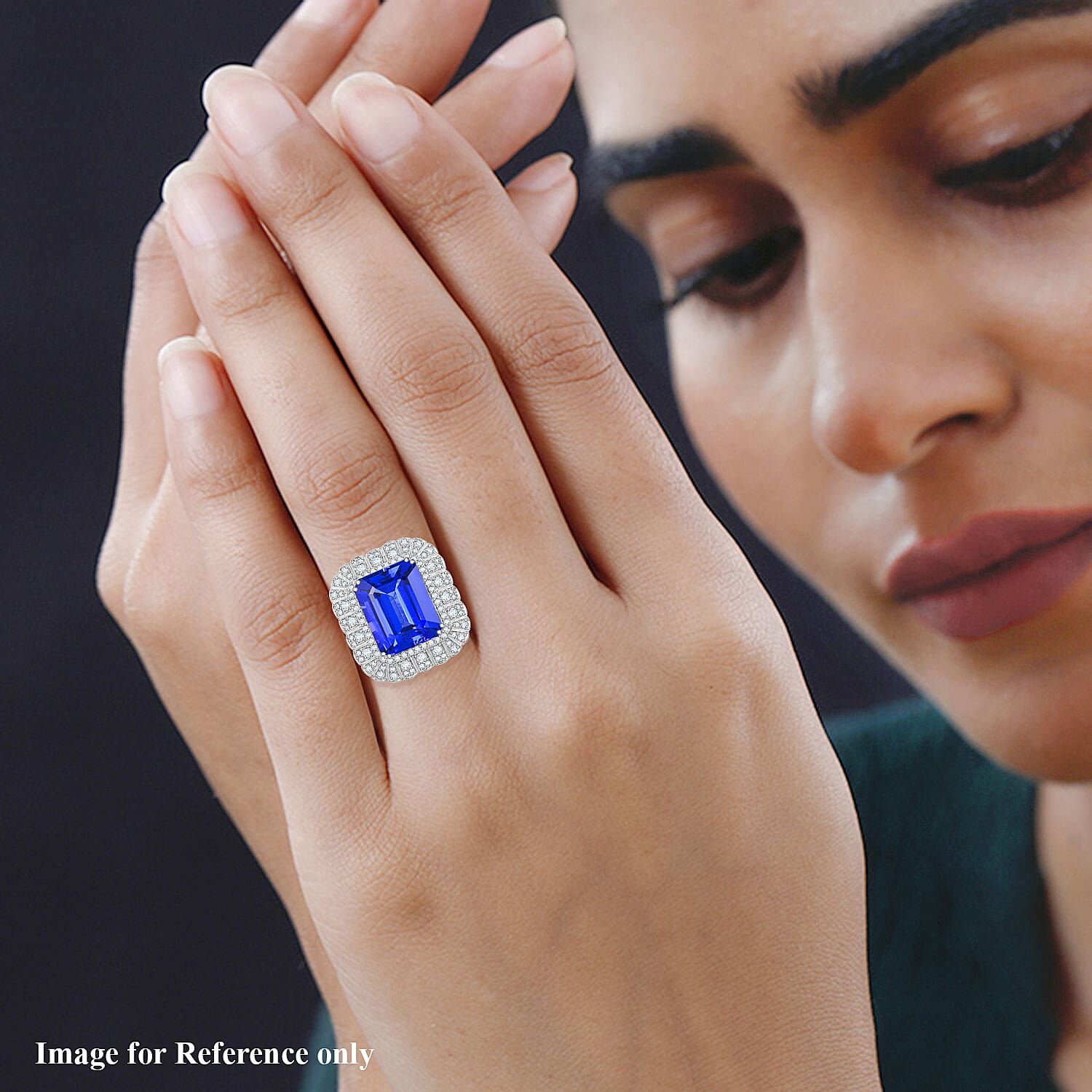 Certified and Appraised RHAPSODY 950 Platinum AAAA Tanzanite, E-F VS Diamond Halo Ring 17.60 Ct