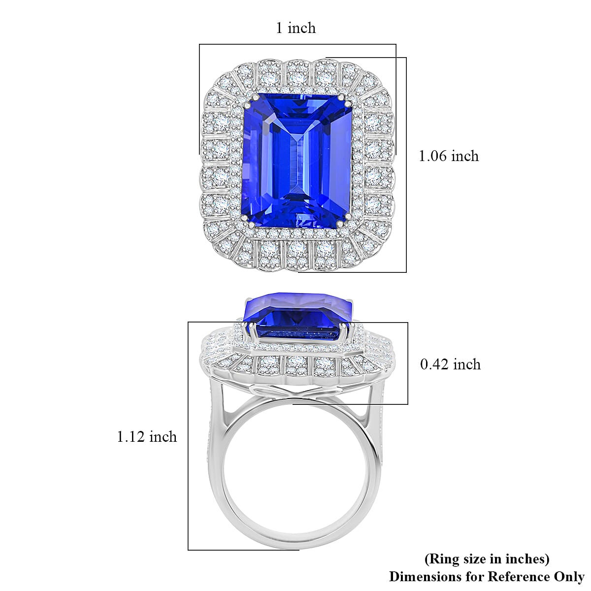 Certified and Appraised RHAPSODY 950 Platinum AAAA Tanzanite, E-F VS Diamond Halo Ring 17.60 Ct