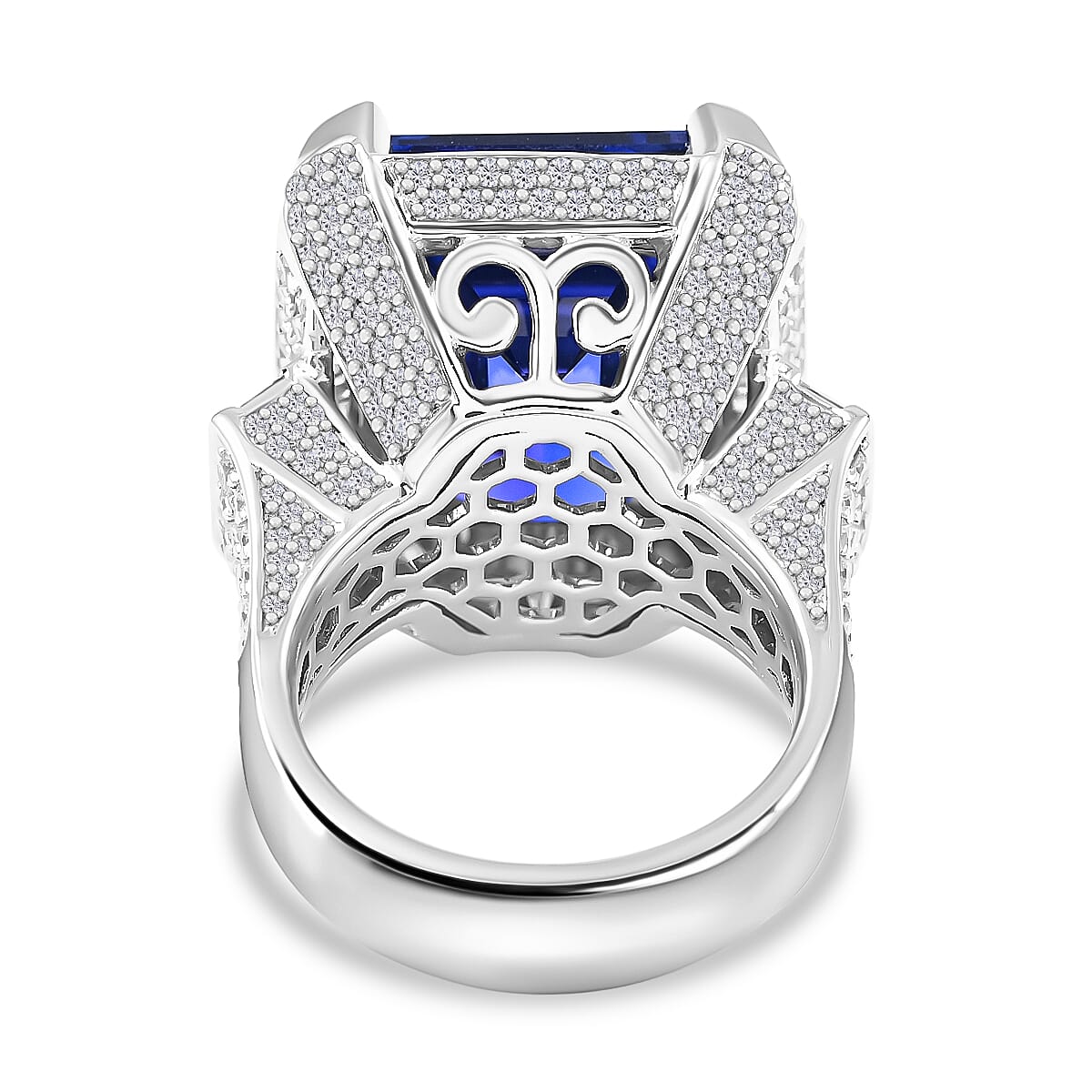 Certified and Appraised RHAPSODY 950 Platinum AAAA Tanzanite and White Diamond  VS Ring 22.73 ct.