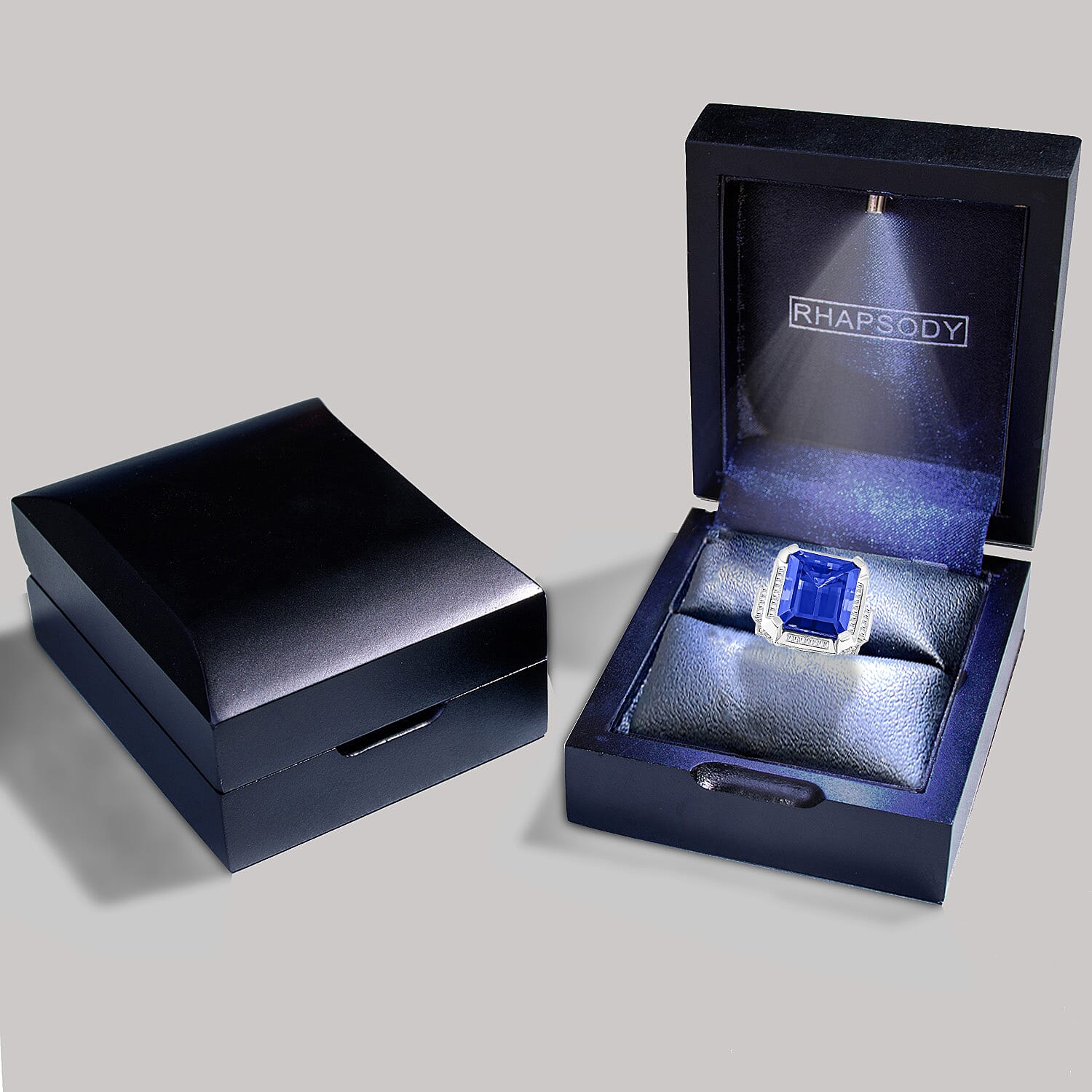 Certified and Appraised RHAPSODY 950 Platinum AAAA Tanzanite and White Diamond  VS Ring 22.73 ct.