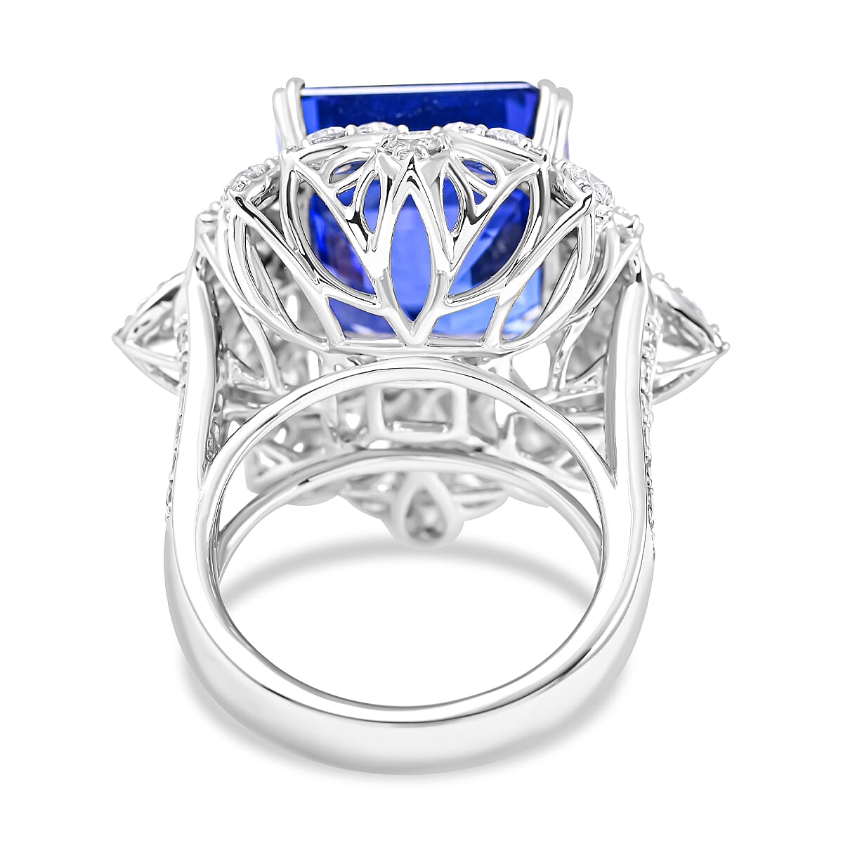 Certified and Appraised RHAPSODY 950 Platinum AAAA Tanzanite and E-F VS Diamond Ring 20.85 ct