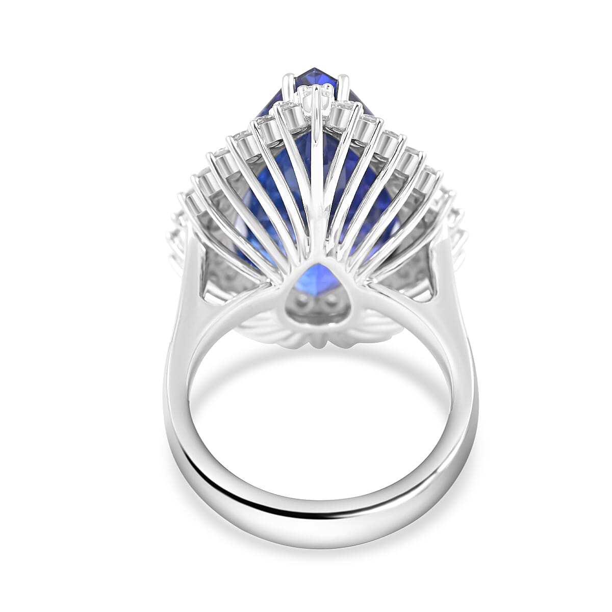 Certified and Appraised RHAPSODY 950 Platinum AAAA Tanzanite, E-F VS Diamond Halo Ring, 21.15 Ct