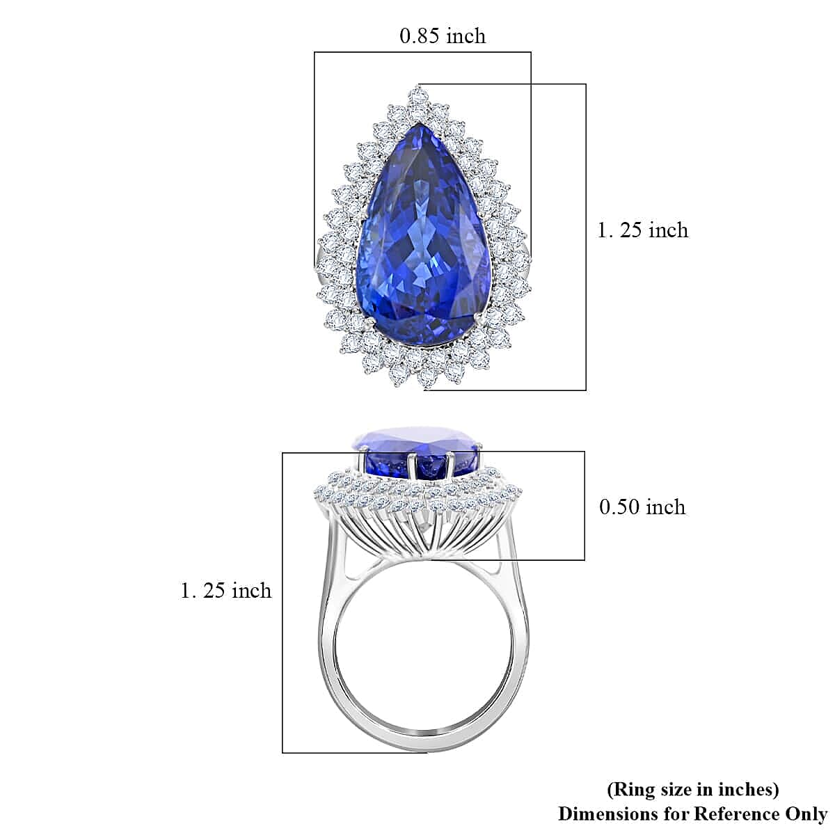 Certified and Appraised RHAPSODY 950 Platinum AAAA Tanzanite, E-F VS Diamond Halo Ring, 21.15 Ct
