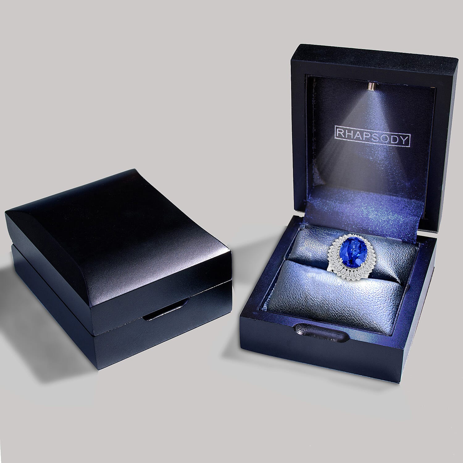 Chairmans Vault Collection - Certified & Appraised RHAPSODY 950 Platinum AAAA Tanzanite & Diamond Ring 19.60 Ct, Platinum Wt. 18.56 Gms.