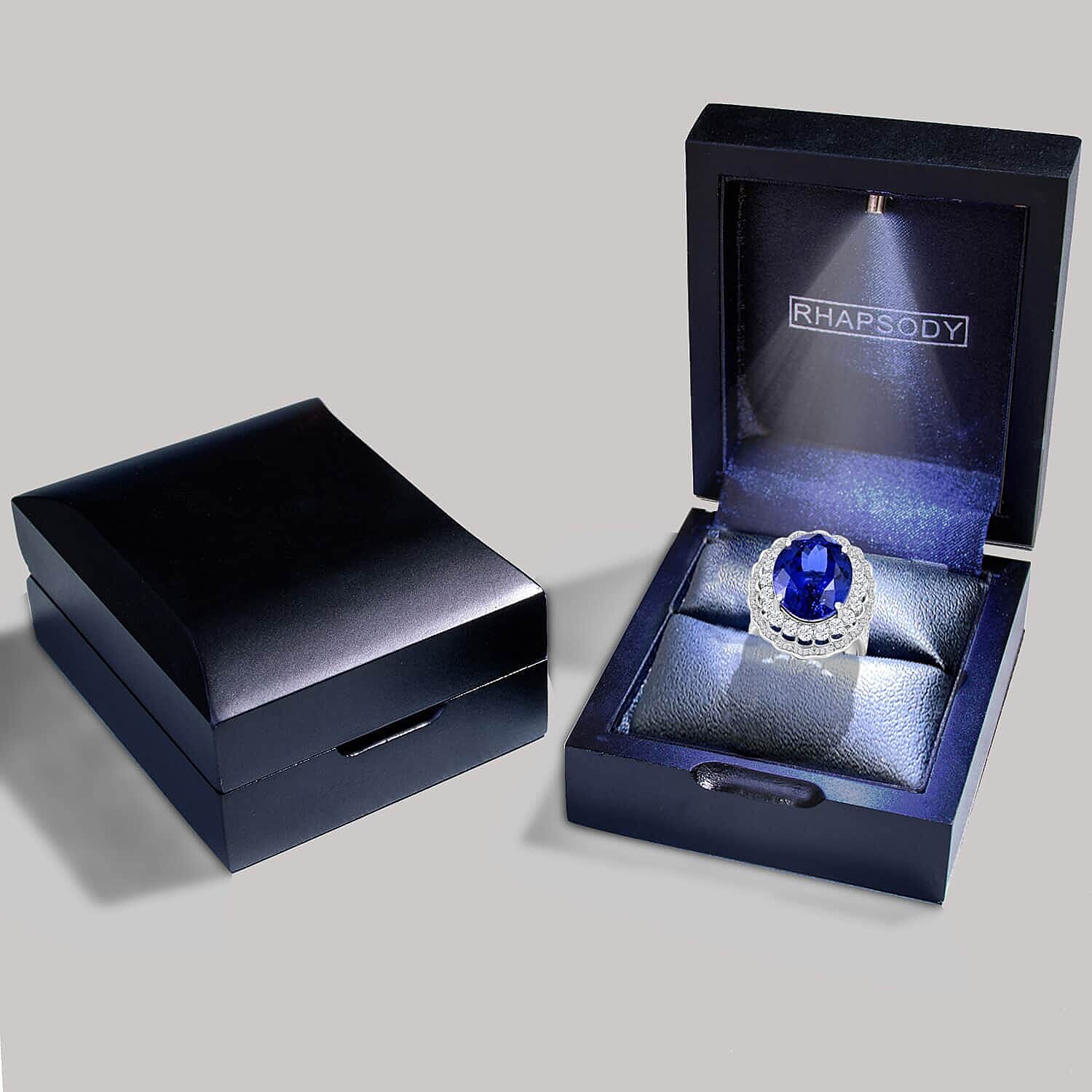 Certified and Appraised RHAPSODY 950 Platinum AAAA Tanzanite and E-F VS Diamond Ring 19.61 ct. Certified and Appraised RHAPSODY 950 Platinum AAAA Tanzanite and E-F VS Diamond Ring 19.61 ct.