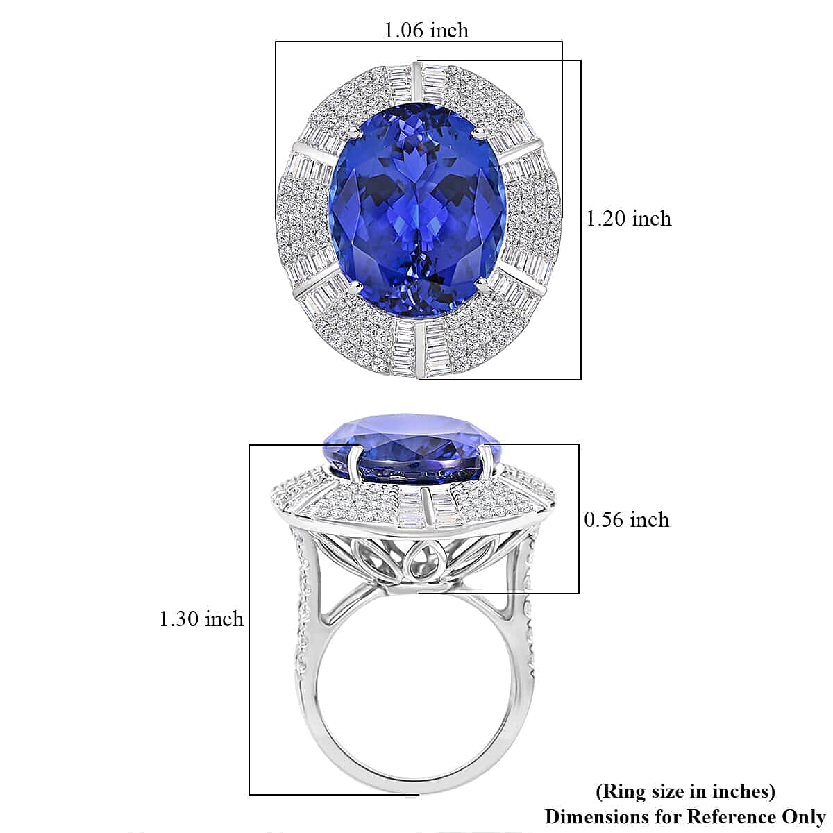 Certified and Appraised RHAPSODY 950 Platinum AAAA Tanzanite and E-F VS Diamond Ring 27.15 ct.