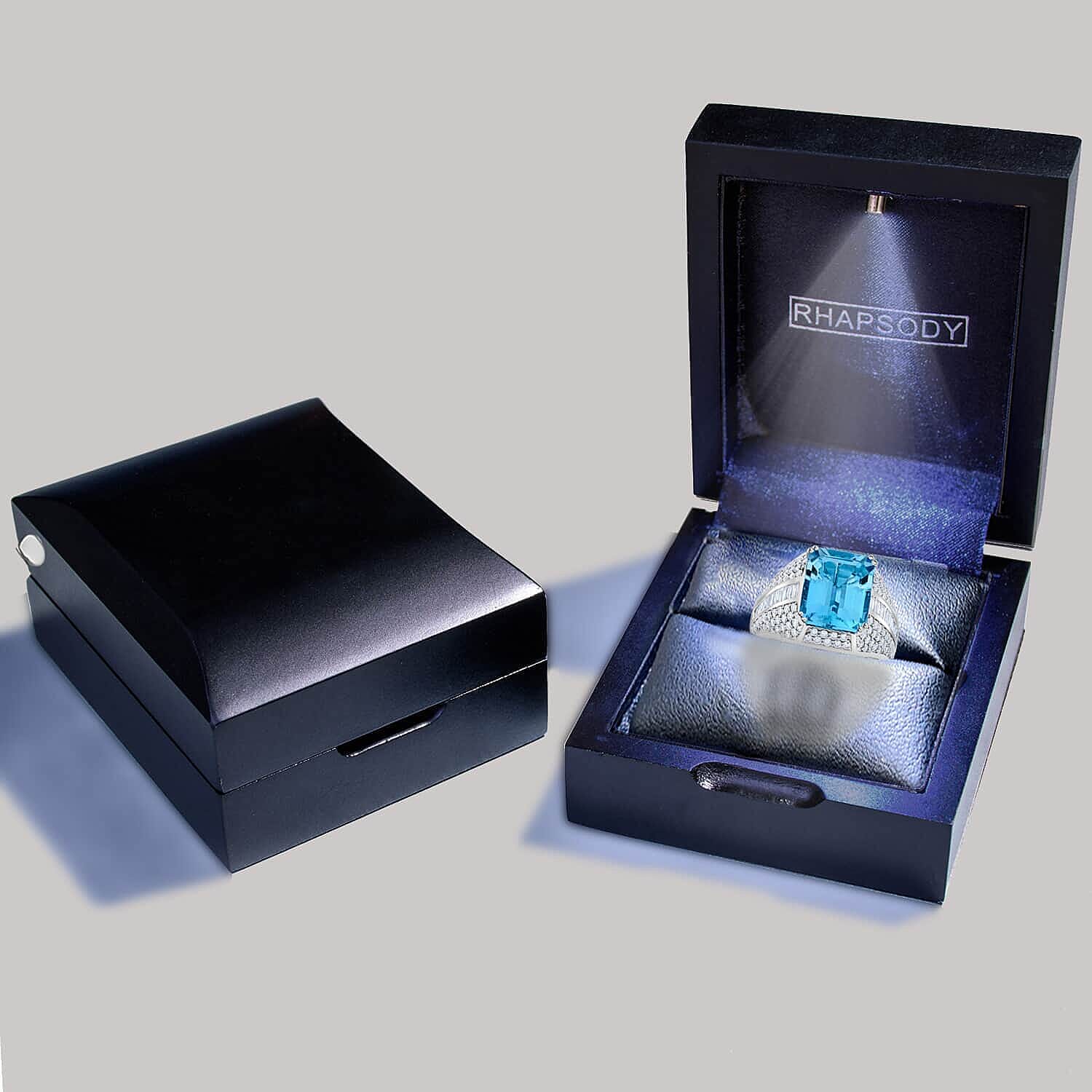 Certified and Appraised RHAPSODY 950 Platinum AAAA Santa Maria Aquamarine, Diamond Ring 7.85 Ct