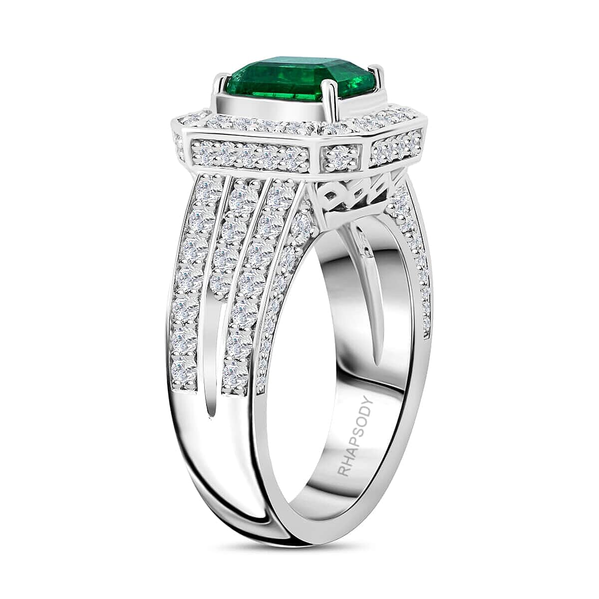 950 Platinum  AAAA  Zambian Emerald   White Diamond  VS Ring 3.24 ct,  Platinum Wt. 15.77 Gms  3.240  Ct.
