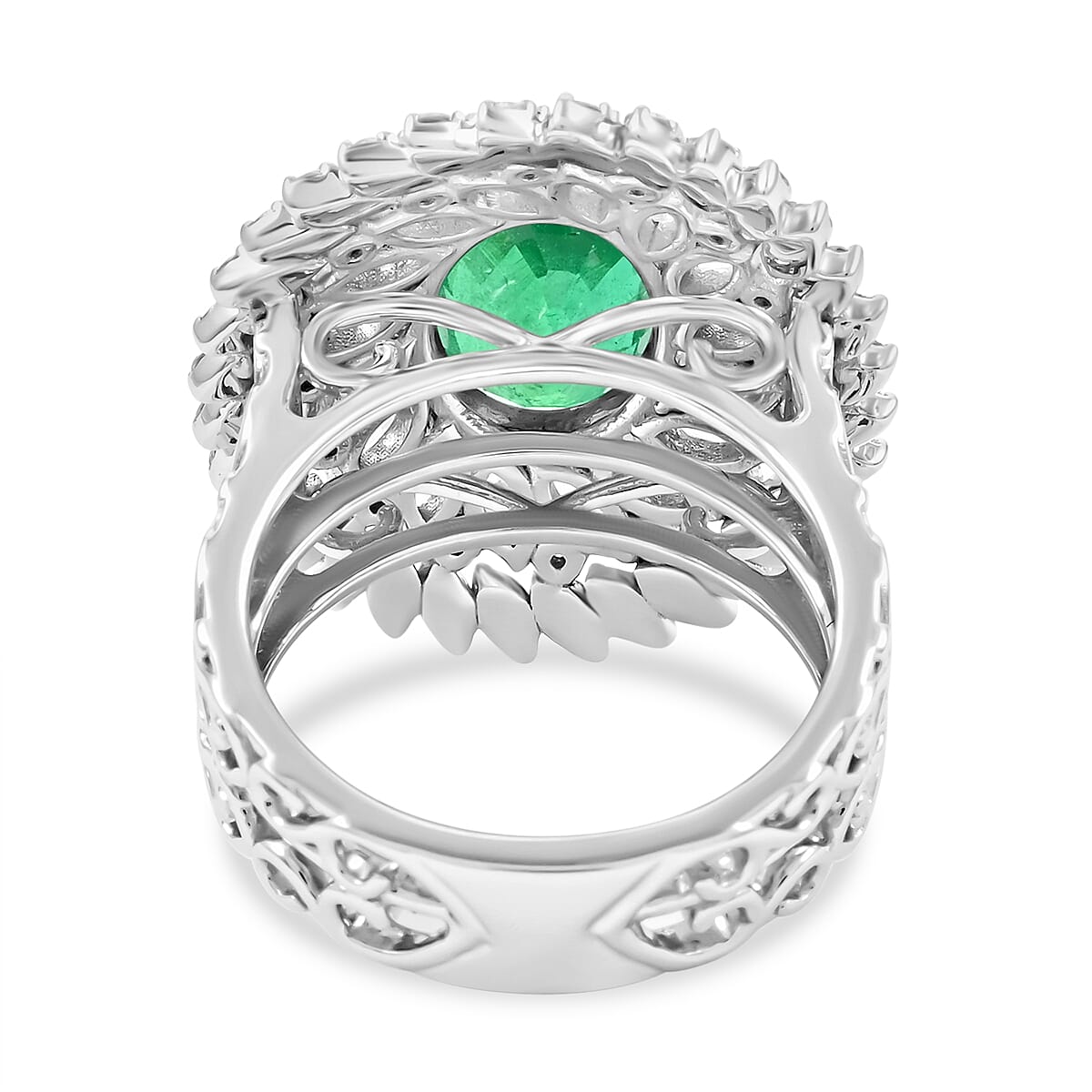 Certified and Appraised RHAPSODY 950 Platinum AAAA Kagem Zambian Emerald, Diamond Ring 5.45 Ct