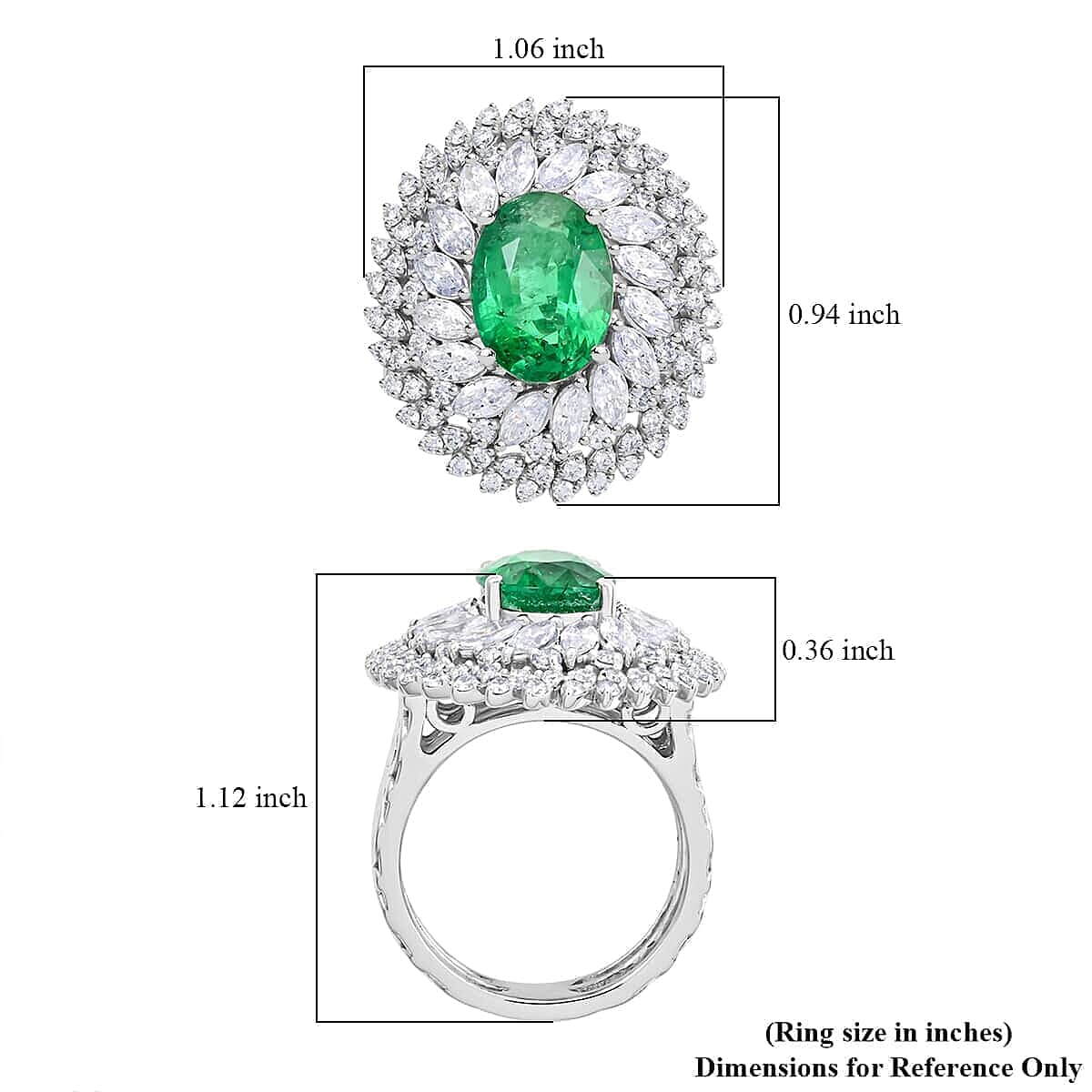 Certified and Appraised RHAPSODY 950 Platinum AAAA Kagem Zambian Emerald, Diamond Ring 5.45 Ct